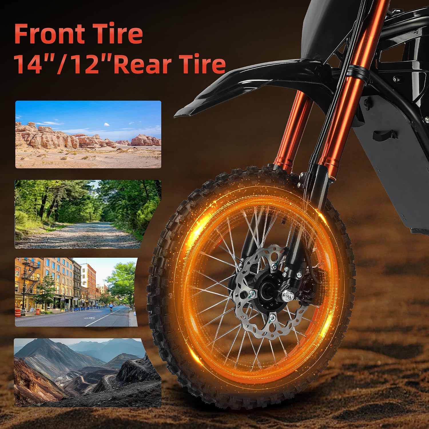 2500W Electric Dirt Bike for Teens & Adults - 37MPH Off-Road EBike, 48V 23AH Removable Battery E Bikes, 14'/12' Fat Tires Bicycle, Hydraulic Brakes Mountain Trail Motorcycle for Ages 13+
