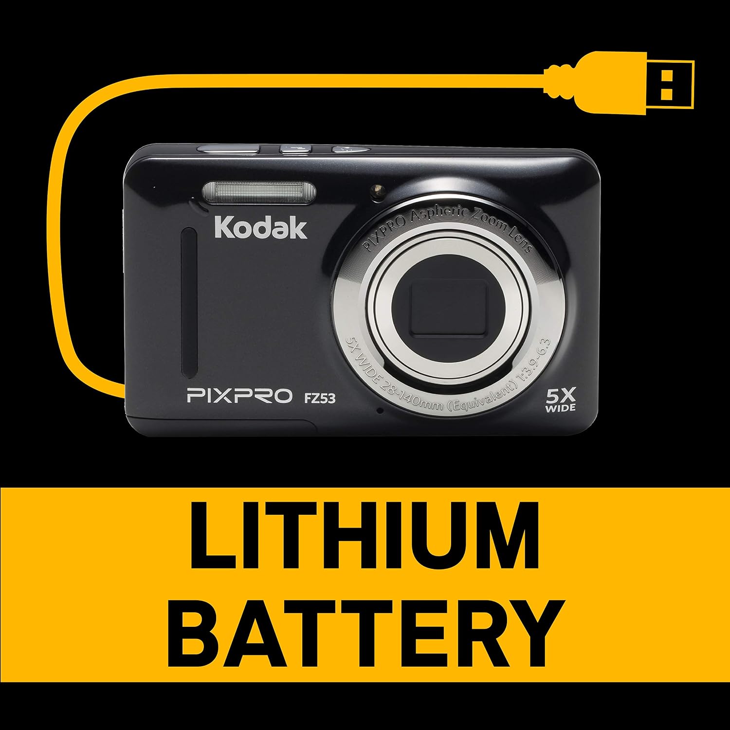 Kodak PIXPRO Friendly Zoom FZ53-BK 16MP Digital Camera with 5X Optical Zoom and 2.7' LCD Screen (Black)