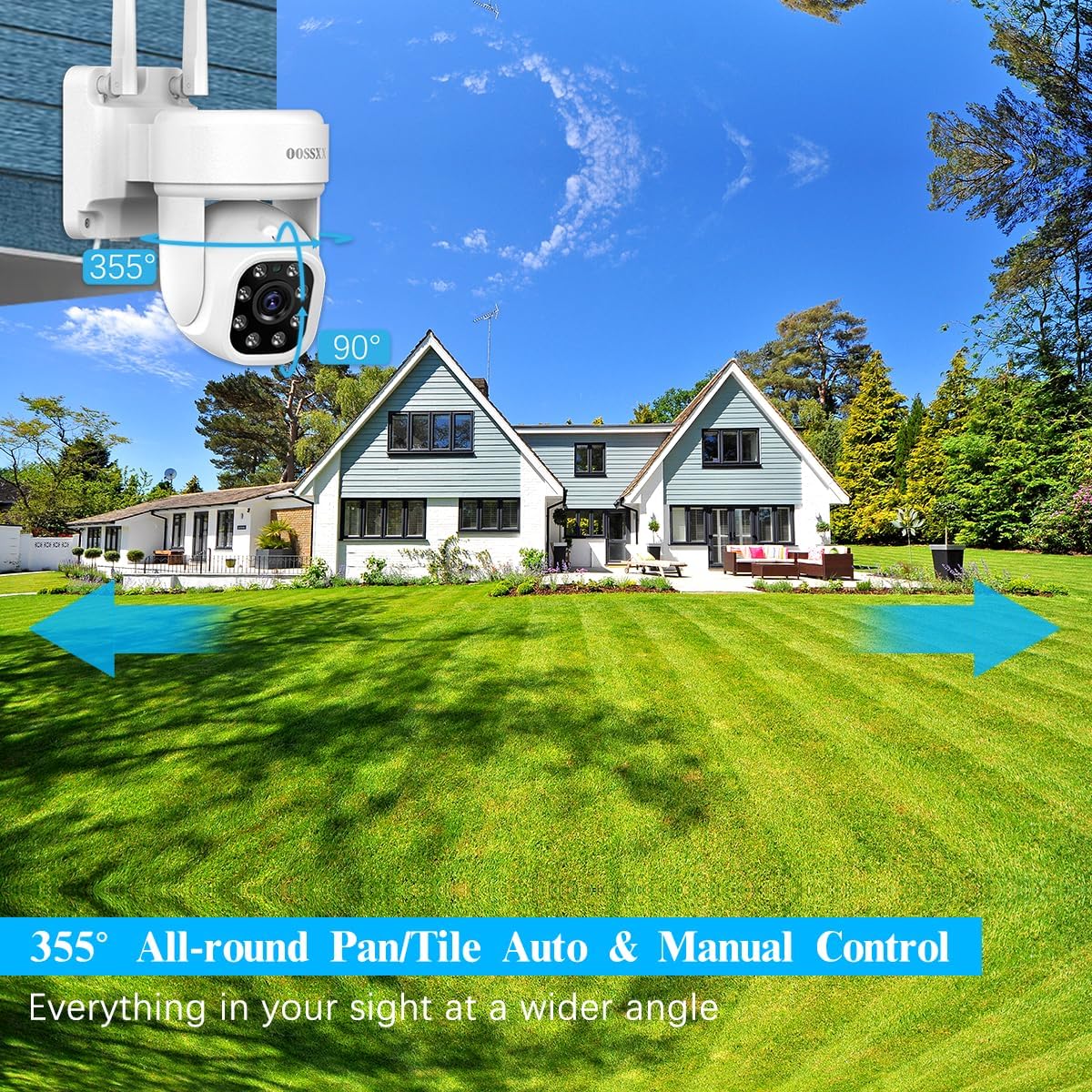 (2026 Update 90 Days Storage) 5MP PT Wireless Security Camera System with AI Human Tracking, Dual-Band 2.4G&5G WiFi, 130° Wide Angle, 2-Way Audio, No Monthly Fee, Outdoor Home Security Kit