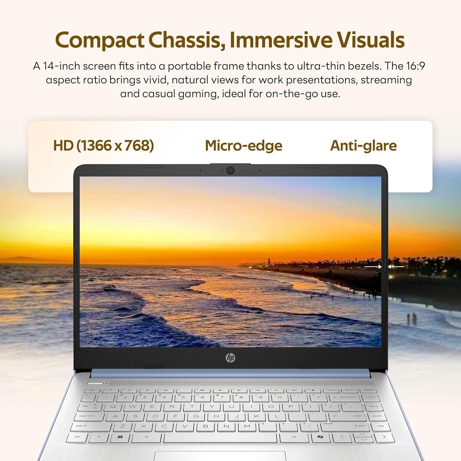 HP Flagship 14' HD Student&Business Laptop with AI Copilot, 13th Gen Intel 4-Core, 4GB RAM, 1.12TB Storage (128GB UFS + 1TB Docking Station), 1 Year Office 365, Wi-Fi 6, Win 11 S, Sky Blue