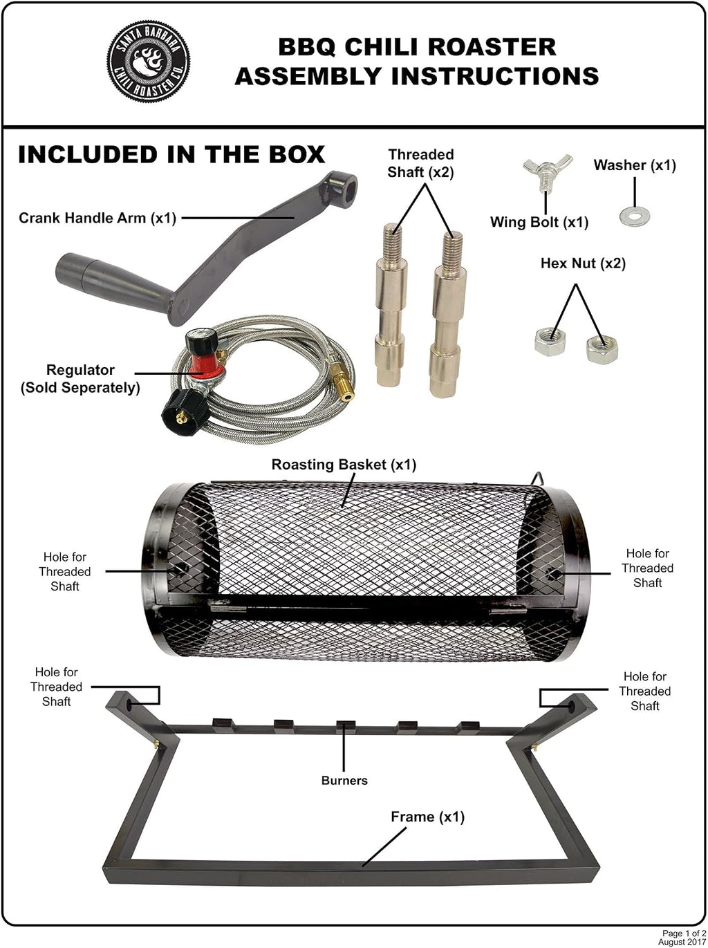 Santa Barbara Chili Roaster CR-BARBACOA 5 Burner Hatch Rotating Chili Roaster With Portable BBQ Stand & Regulator