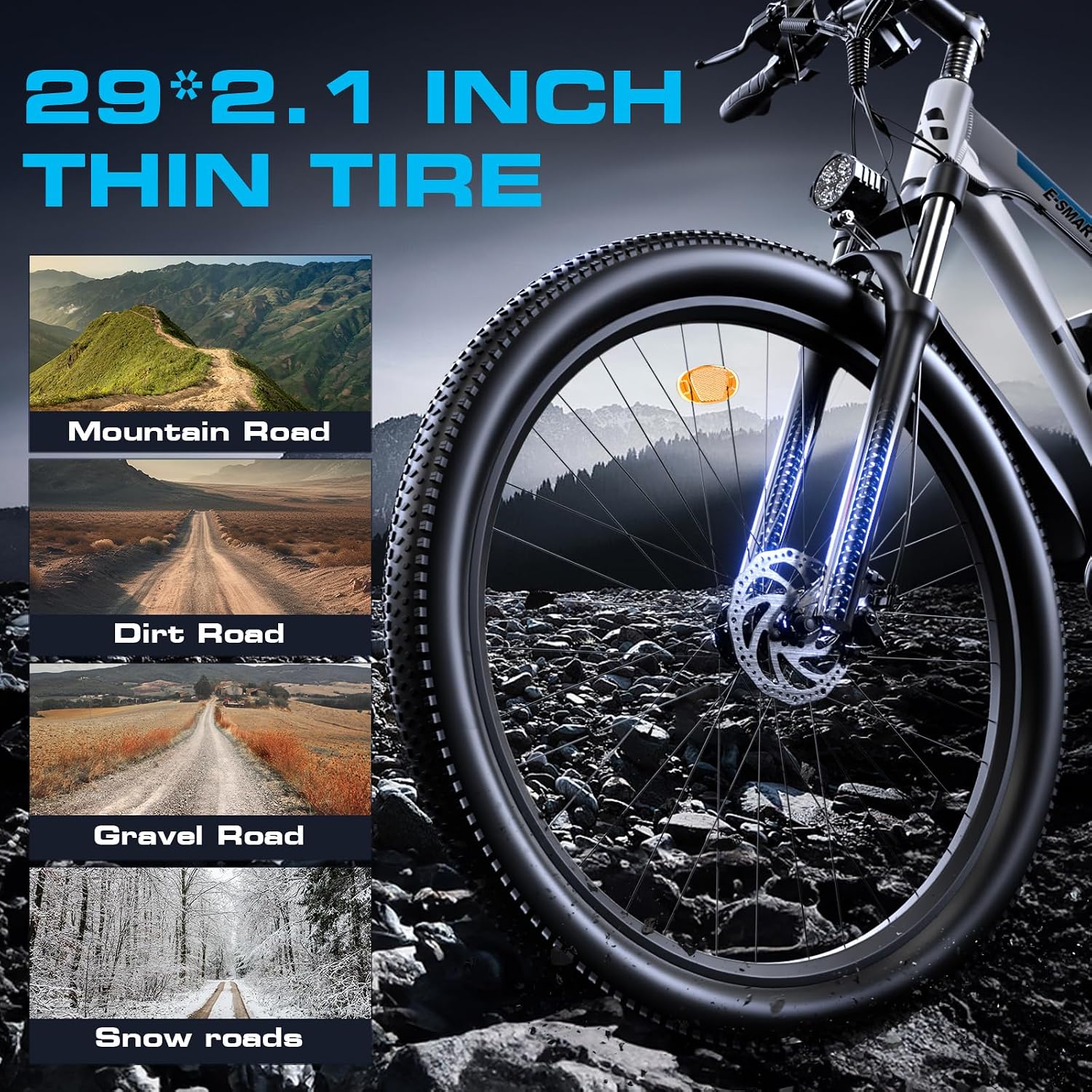 2000W Peak Electric Bike for Adults, 48V 17.5Ah 840Wh 29'' Tires Max 34 mph 30-80 Miles Range City Commuting Class3 Ebike Front Suspension Disc Brake for Off-Road Riding