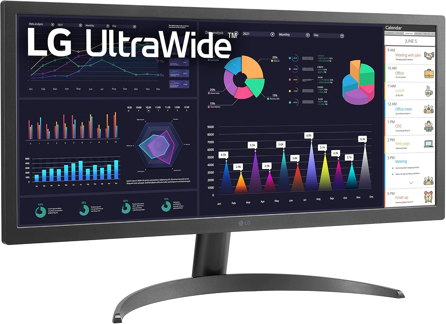 LG UltraWide FHD 26-Inch Computer Monitor 26WQ500-B, IPS with HDR 10 Compatibility and AMD FreeSync, Black