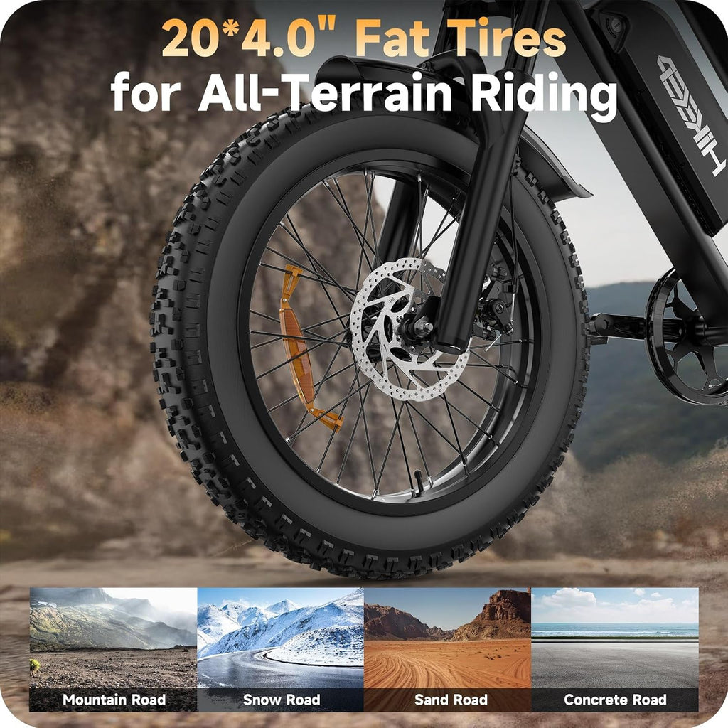 HiKeep Electric Dirt Bike for Adults - Peak 1500W/3000W Electric Bikes, 28-35MPH, 48V/52V 15.6Ah/25Ah/40Ah, 70-120 Mile(PAS Mode), 16/20 Inch All-Terrain Fat Tire Electric Motorcycle