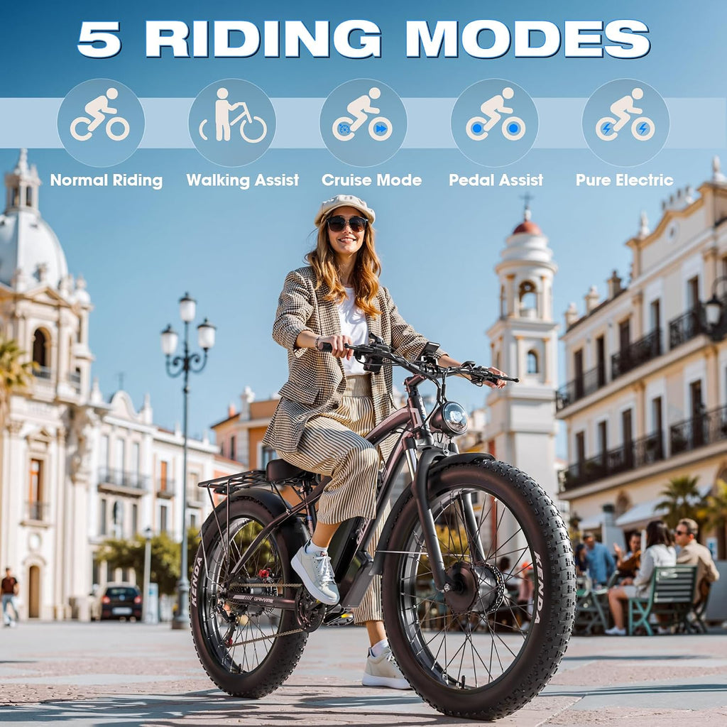 E Bike for Adults, Peak 6000W Dual Motor Electric Bike, 52V 32AH Battery 45 M P H Up to 100 Miles EBike, Front Suspension 7-Speed 24' Fat Tire Electric Commuter Bike, UL2849 Certified By SGS
