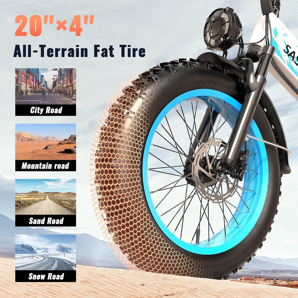 vefreedom 1500W Folding Electric Bike for Adults, 52V 20AH Large Removable Battery E Bike,70 Miles Max Range, 20' x4.0 Fat Tire Ebike, Dual Suspension Commute Electric Mountain Bicycle