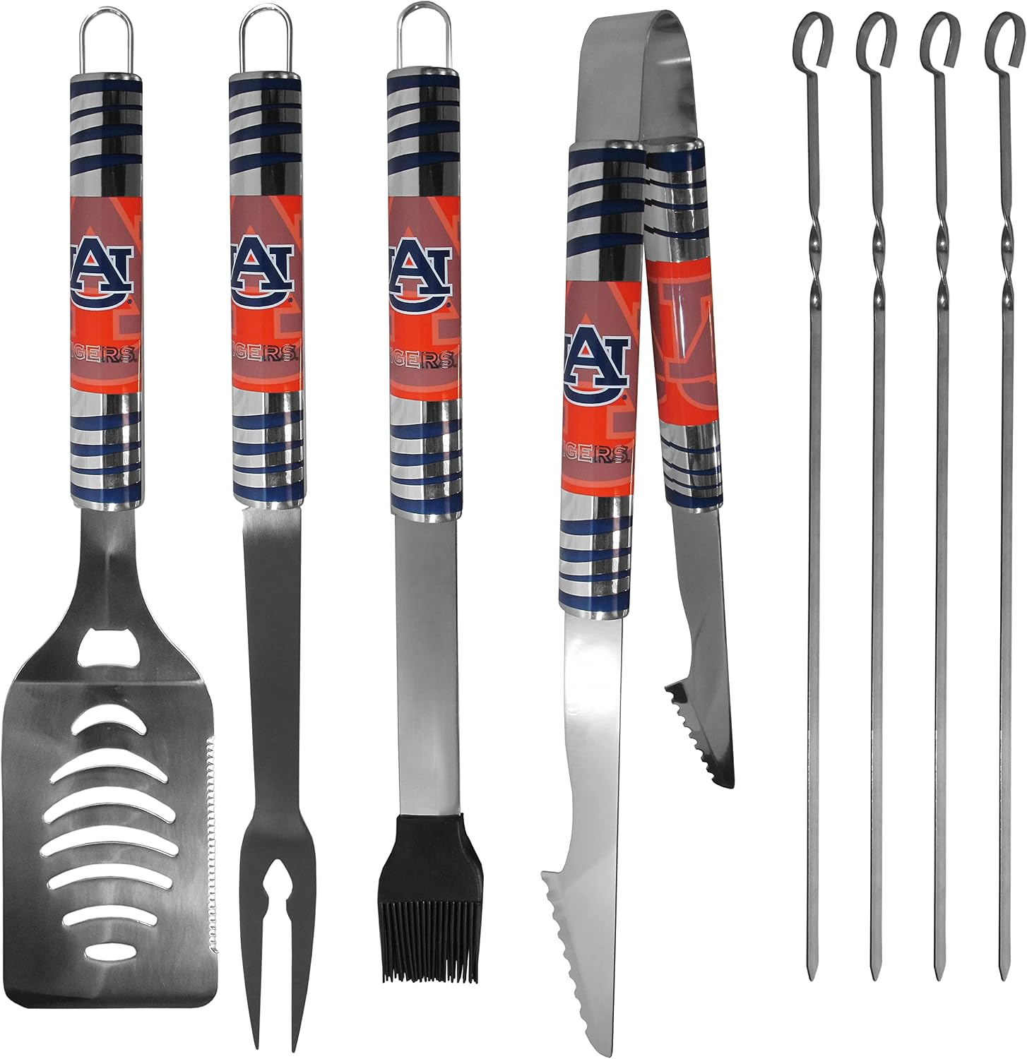 NCAA Siskiyou Sports Fan Shop Auburn Tigers Steel Tailgater BBQ Set w/Case 8 piece Gray