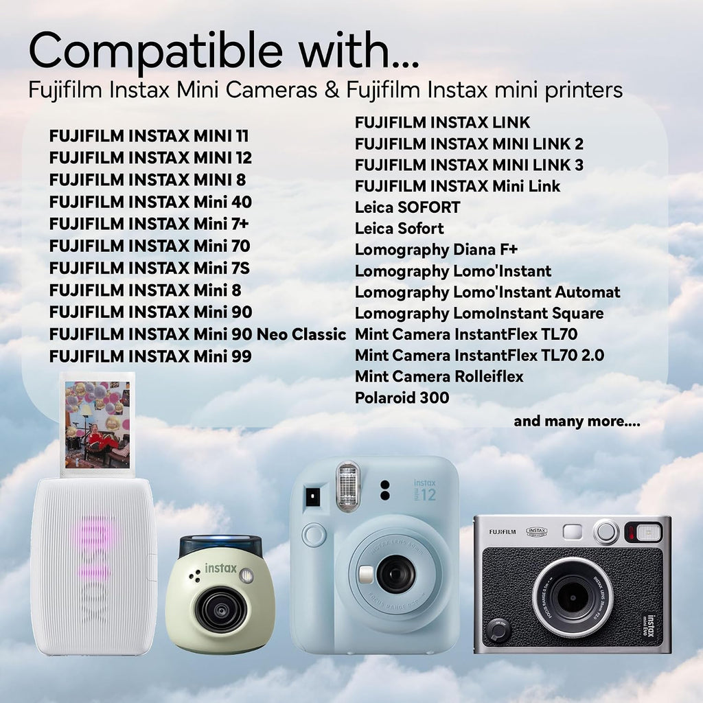 Fujifilm Instax Mini Instant Camera Film (80 Photo Exposure) Bundle with 6AVE Microfiber Cleaning Cloth