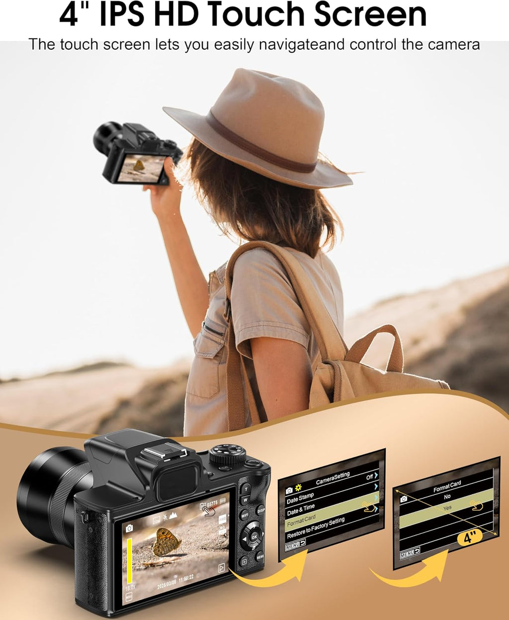 True 5K Digital Camera - 80MP Cameras for Photography - WiFi Vlogging Camera for YouTube with 4.0' Touch Screen, 18X Zoom - UHD Autofocus One-Touch Macro Video Camara Gifts for Beginner Photographer