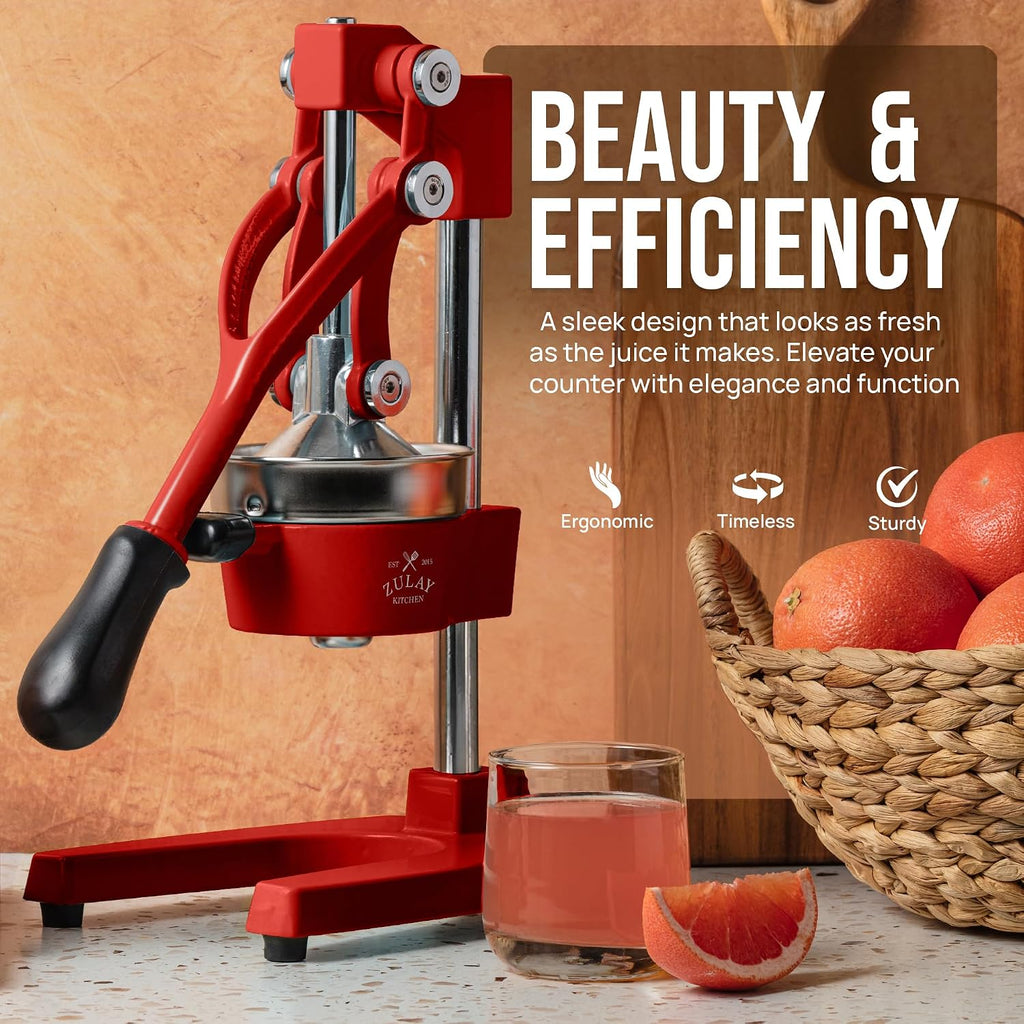Zulay Kitchen Cast Iron Juicer - Heavy Duty Manual Juicer with Detachable Strainers for Easy Cleaning, Orange Juice Press for Citrus Fruits, Perfect for Bartenders, Juice Lovers & Health Enthusiasts