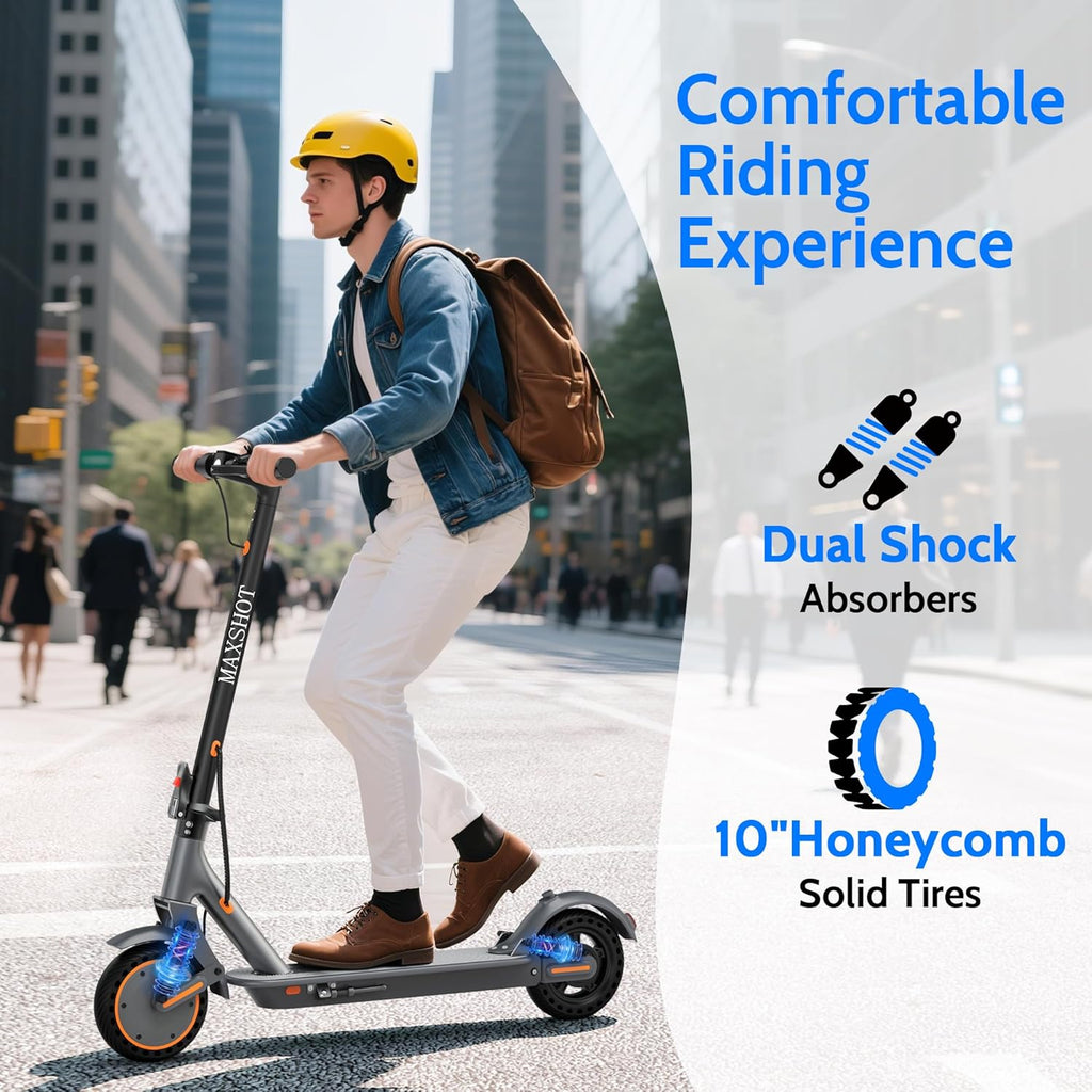 MAXSHOT Electric Scooter for Adults, 8.5/10/14' Tires, 19/22Mph, 350W/500W Motor, 21-28 Miles Range, Folding E-Scooter with Dual Suspension,APP Contro