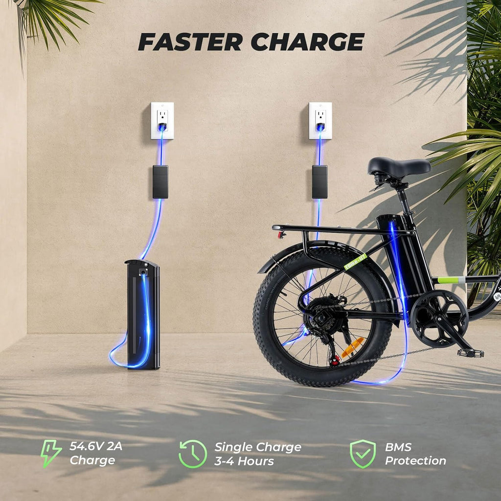 isinwheel U7 E Bike for Adults Electric Bike with Dual Cargo Rack, 48V 1000W Peak Ebikes for Adults, 7 Speed Gear, 20mph Step Thru Cruiser Electric Bicycles, 20' × 3' Fat Tire Ebike
