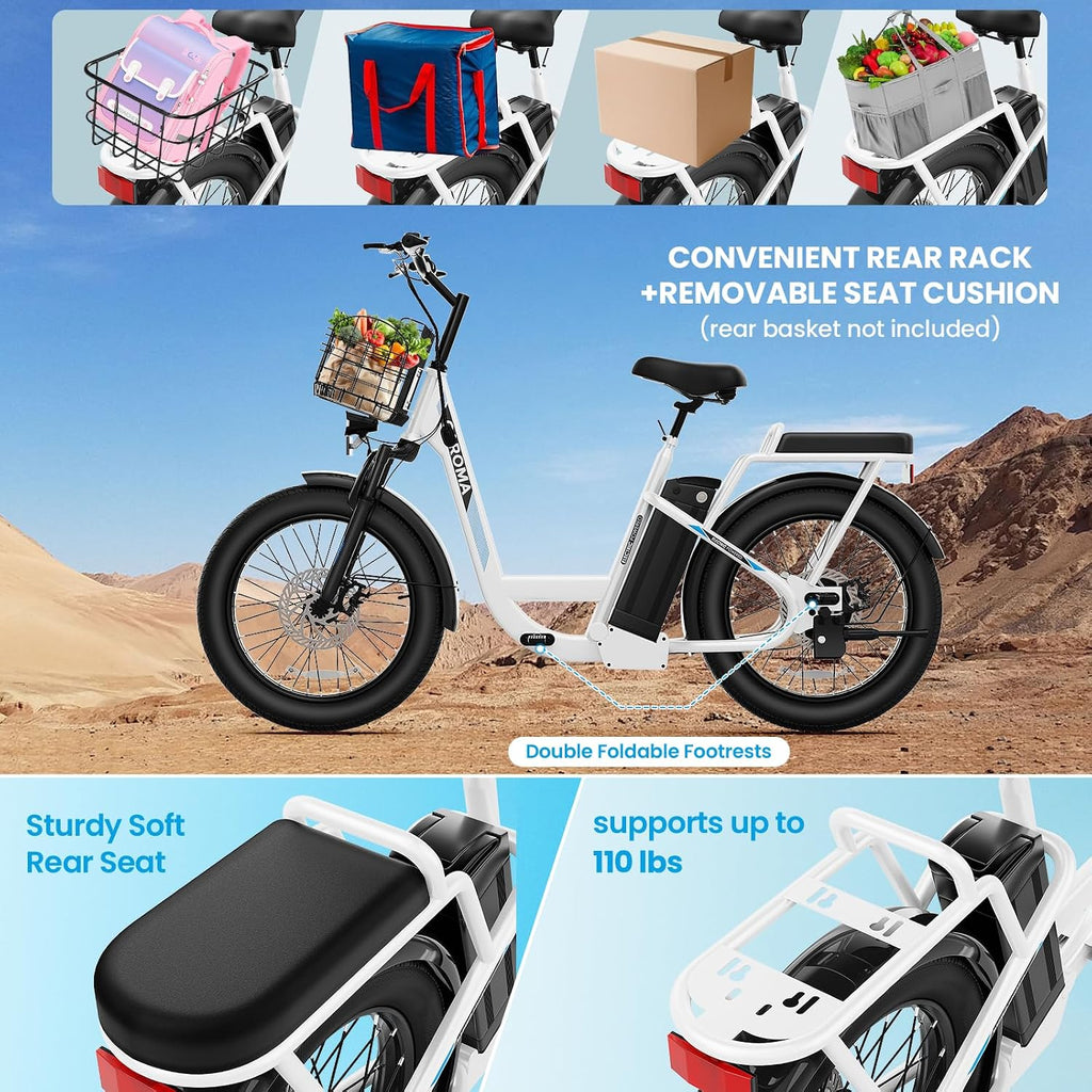 Caroma Peak 1200W/800W/500W/ Electric Scooter with Seat, 20' Off-Road Tires, 15/25/30Miles Range, 20MPH Top Speed, Adjustable Electric Scooter for Adults with Basket, Adults Ebike for Commuting