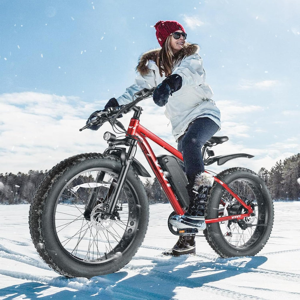 Vivi Electric Bike 26' x 4.0 Fat Tire Ebikes for Adults, Peak 750W Electric Mountain Bike, 20MPH Electric Bicycle with 48V 13AH Removable Lithium-Ion Battery, Up to 60 Miles, SGS Certified to UL2849