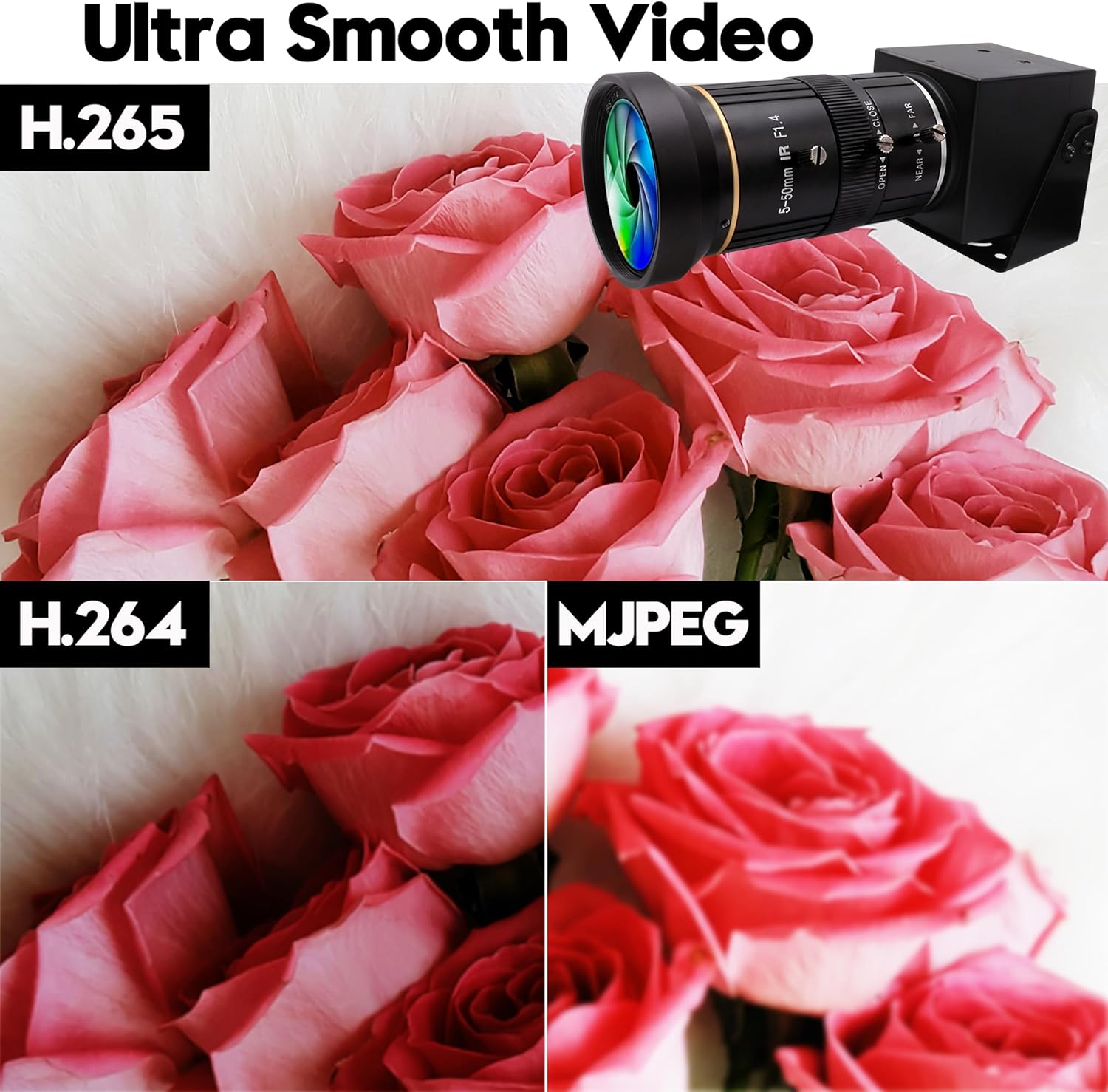 HDMI USB Webcam 4K Camera Simultaneous Output Video Conference 10X Optical Zoom Lens Close up Computer Web Cam for Webcast Industrial Inspection Education Training Camera