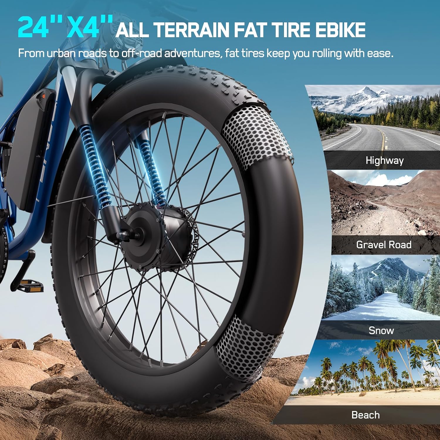 6000W Electric Bike for Adults,60V 1200WH 45MPH Dual Motor Mountain Ebike Up to100 Miles Long Range Electric Bicycle 24' Fat Tire Fast Bicycle for Men Women Full Suspension Brake/Turn Signal
