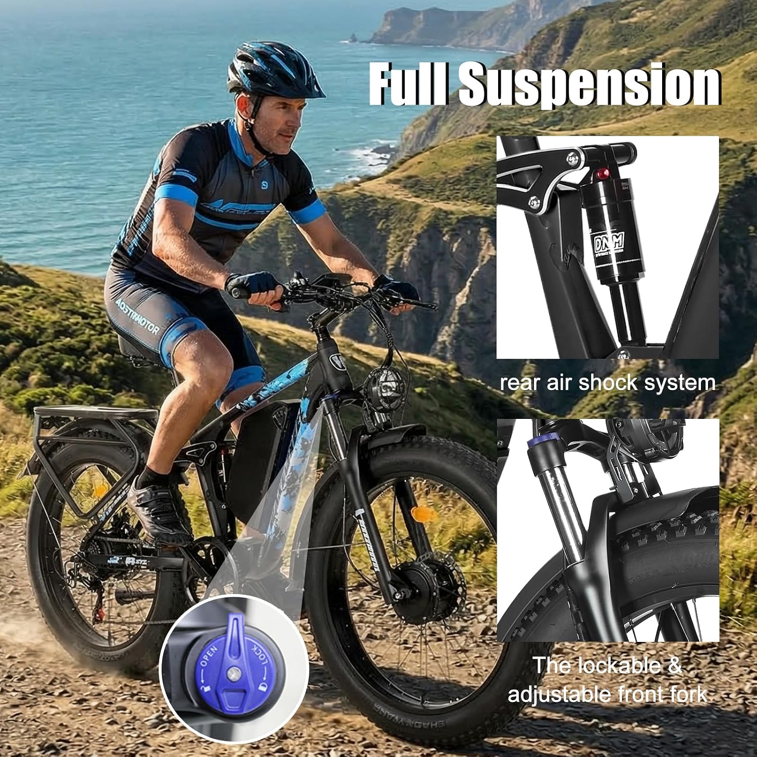 Peak 8000w Electric Bike for Adults, 60V Battery Ebike, Fat Tire & Long Range Electric Bicycles, 210Nm Mountain Bike Full Suspension, Hydraulic Brake Electric Bicycle