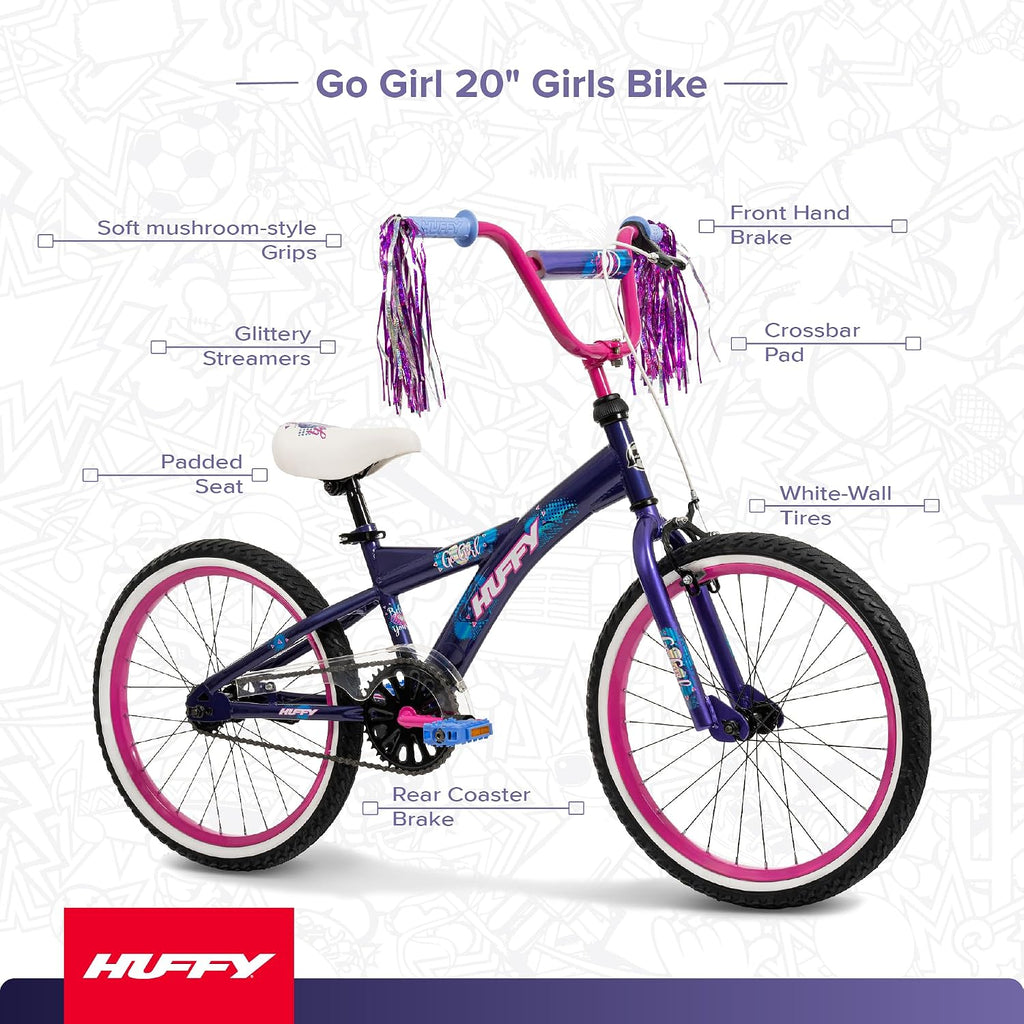 Huffy Boys and Girls 20' Bikes, Ideal for Ages 5+, Rugged and Durable Design, Easy to Assemble, Multiple Designs and Color Options Available, Beginner Level Rider