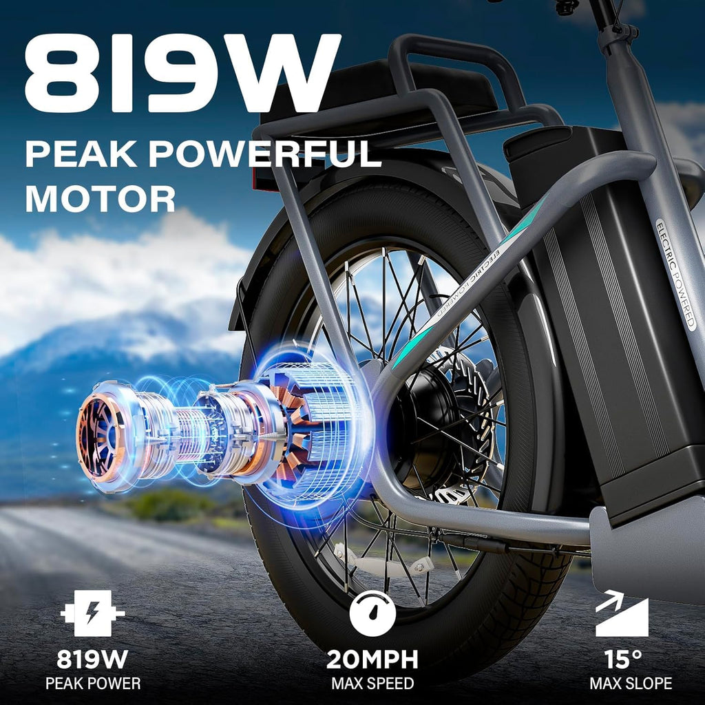 Caroma Peak 500W/800W/1200W Electric Scooter with Seat, 20' Fat Tire Electric Bike with 48V Removable Battery, Up to 30Miles & 20MPH, Adult Scooter for Commuting with Basket&Adjustable Seat