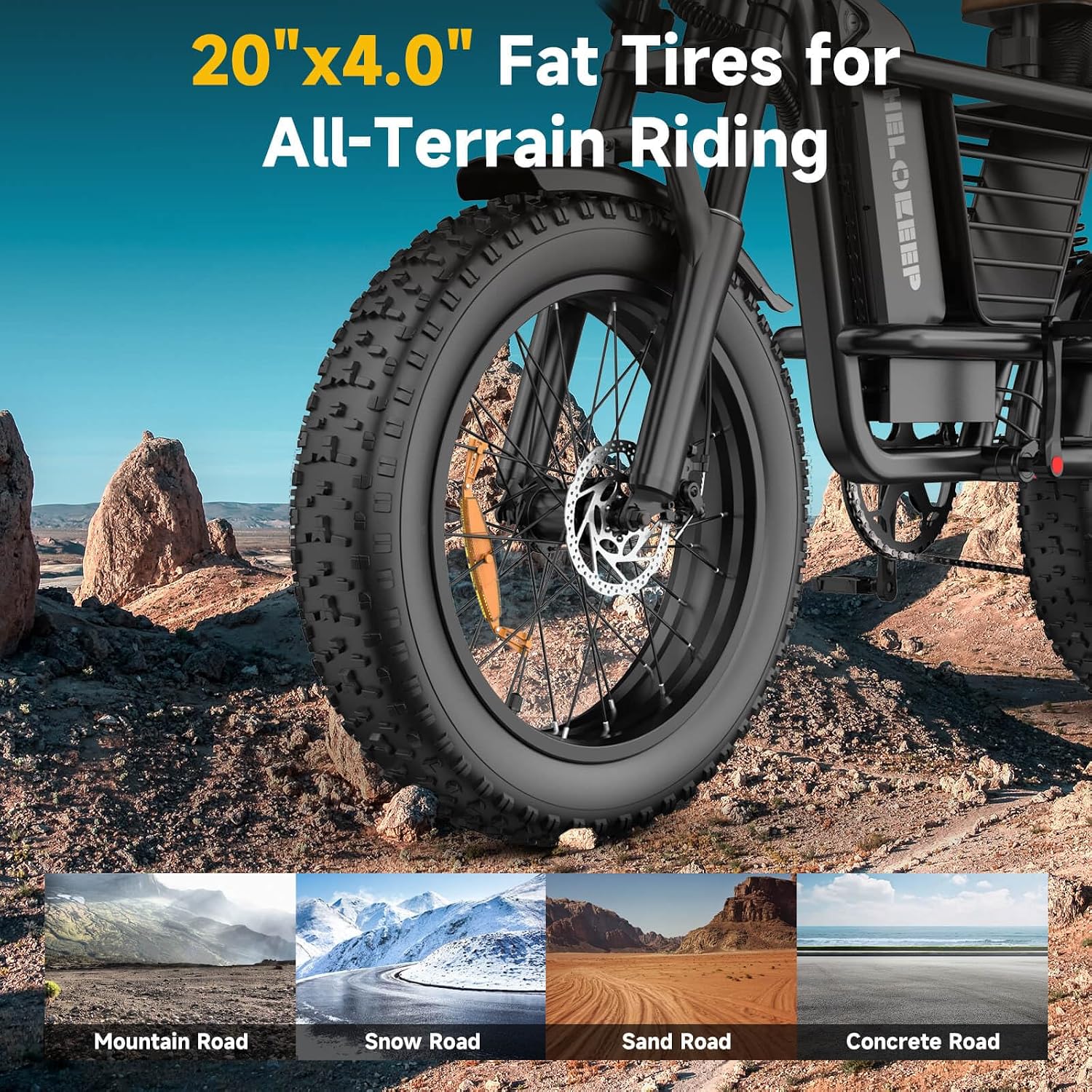 HiKeep Electric Bike for Adults - 16/20 Inch Fat Tire Ebike, 750W/Peak 1500W Motor Ebike, 48V15.6AH Detachable Battery, 4 Riding Modes Electric Dirt Bike