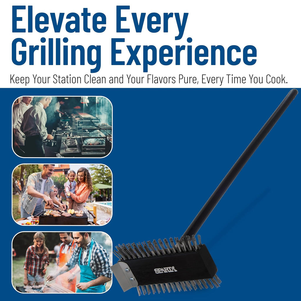 SPARTA 4029000 Stainless Steel Grill Brush, Grill Scraper With Metal Bristles, 30.5 Inches, Black, (Pack of 6)