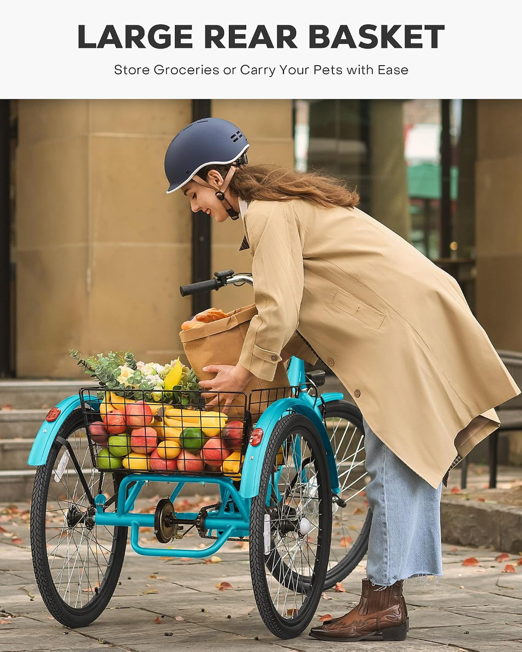 VIRIBUS Electric Tricycle for Adults, 24 26 inch Electric Trike with 468Wh Removable Battery, 250W/350W(Peak 500W) 3 Wheel Electric Bikes for Seniors, Motorized Adult Tricycles Women Men 330 lb.