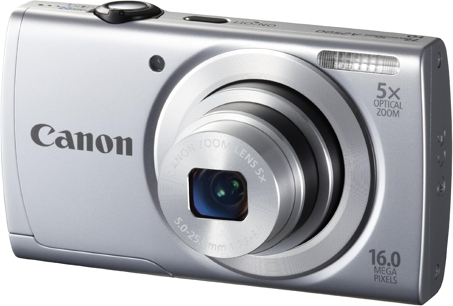 Canon PowerShot A2500 16MP Digital Camera with 5x Optical Image Stabilized Zoom with 2.7-Inch LCD (Silver) (OLD MODEL)
