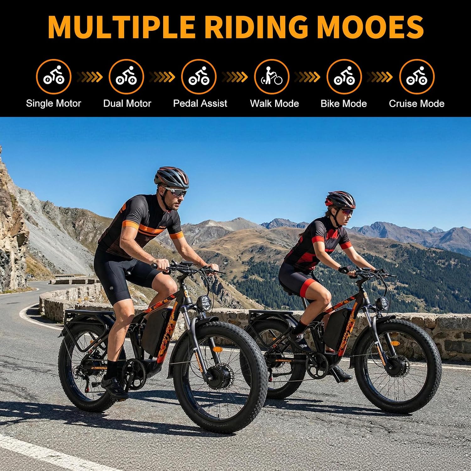 5000w Dual Motor E-Bike 60V Electric Bike for Adults,45 MiIe P-Hour Full Suspension Hydraulic Disc Brakes EBike,26/24x4 Fat Tires Mountain Bikes for All Terrain Snow/Sand