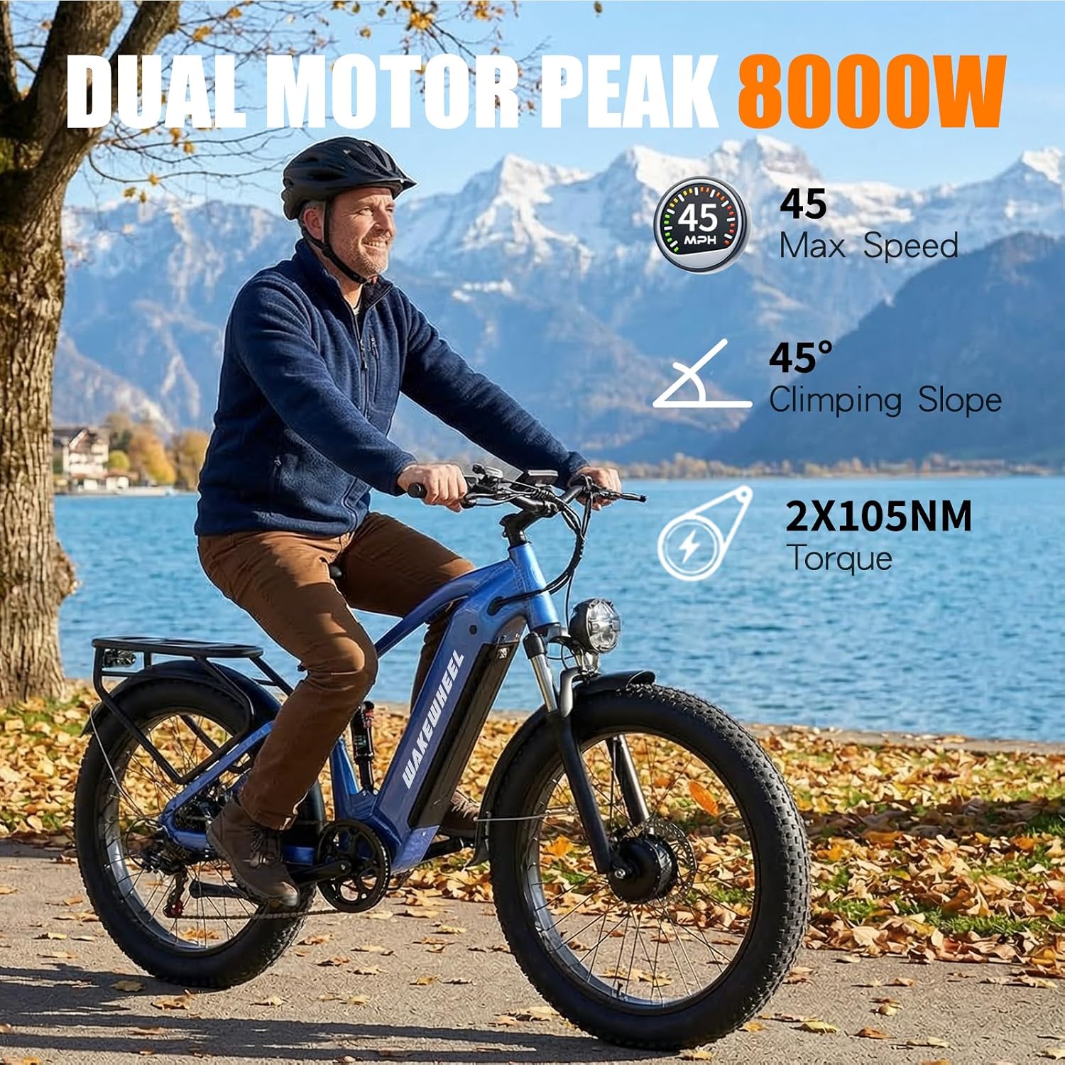Peak 8000w Electric Bike for Adults, 60V Battery Ebike, Fat Tire & Long Range Electric Bicycles, 210Nm Mountain Bike Full Suspension, Hydraulic Brake Electric Bicycle