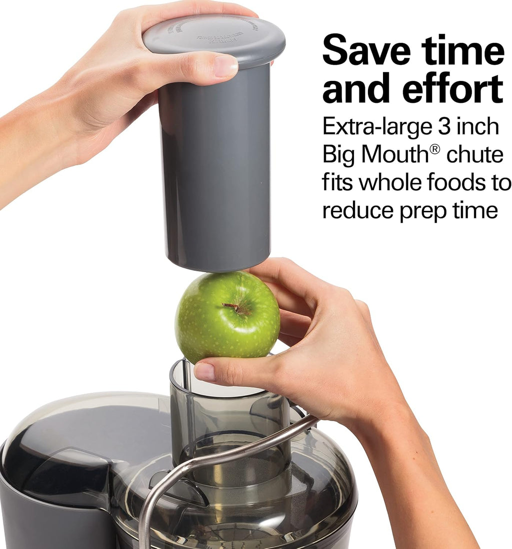 Hamilton Beach Juicer Machine, Centrifugal Extractor, Big Mouth 3' Feed Chute, Easy Clean, 2-Speeds, 40 oz. BPA Free Pitcher, 850 Watt Motor, Silver (67850)