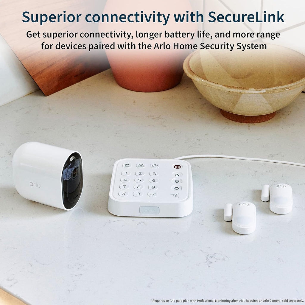 Arlo Home Security System - Alarm System with Wired Keypad Sensor Hub, 5 8-in-1 Sensors & Yard Sign - No Contract Required - DIY Installation - White, SS1501