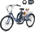 VIRIBUS Electric Tricycle for Adults, 24 26 inch Electric Trike with 468Wh Removable Battery, 250W/350W(Peak 500W) 3 Wheel Electric Bikes for Seniors, Motorized Adult Tricycles Women Men 330 lb.