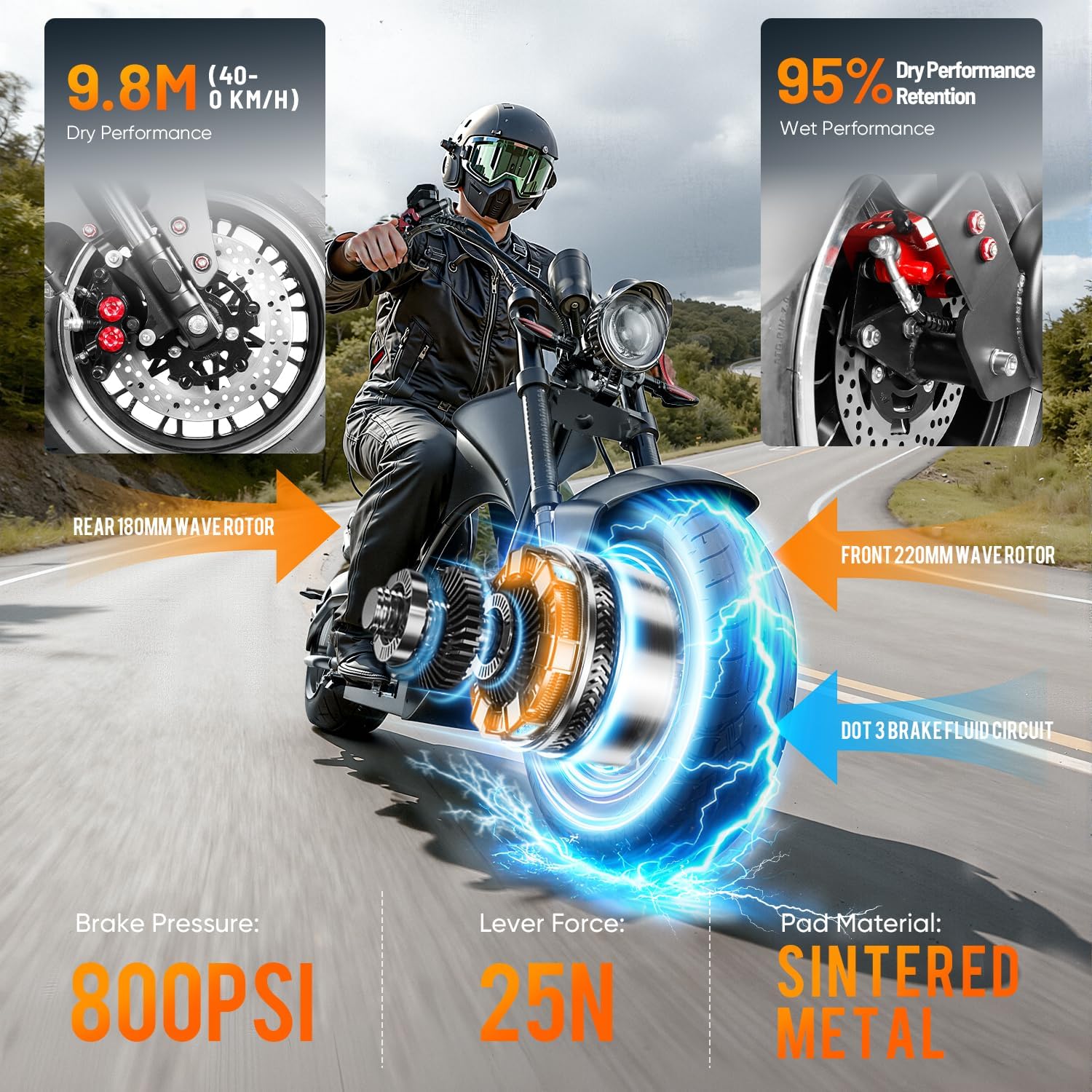 eAhora M1P Electric Motorcycle for Adults, 2000W Motor 37mph, 40+ Miles Range with 60V 30Ah Battery, Full Suspension, Hydraulic Brakes,Street Legal Electric Motorcycle for Commuting