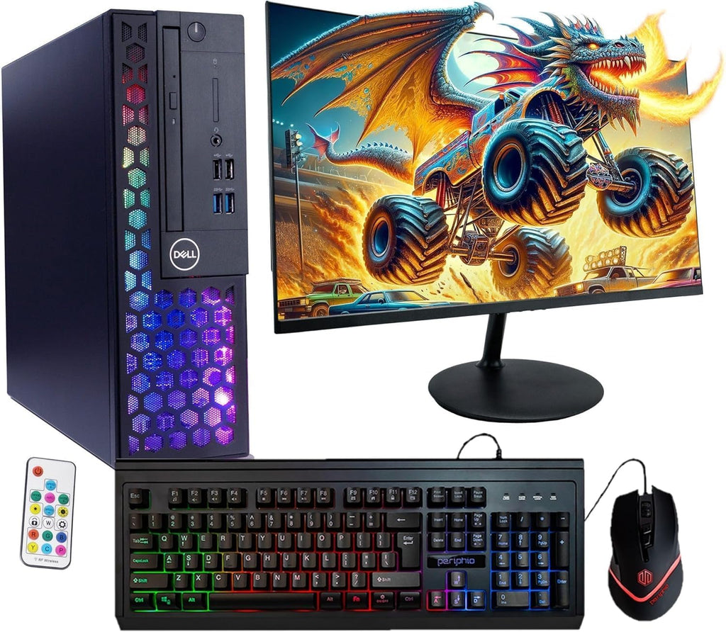 Dell RGB PC Computer | Windows 11 Pro | Ultra Fast Intel i5-8500 | 16GB DDR4 RAM + 500GB SSD | Reburshied 24' Monitor | Internal 5G WiFi + BT (Renewed)