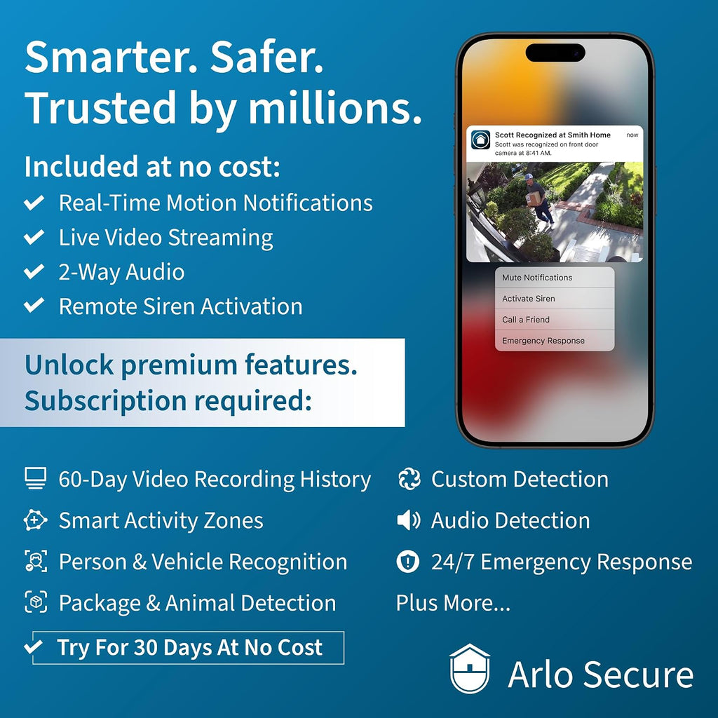Arlo Pro XL Security Camera 2K HDR (5th Gen, 2022 Release) + SmartHub - Wireless Outdoor Camera, 2X Longer Rechargeable Removeable Battery, AI Event Captions, 1-Mo. Trial of Secure Plan