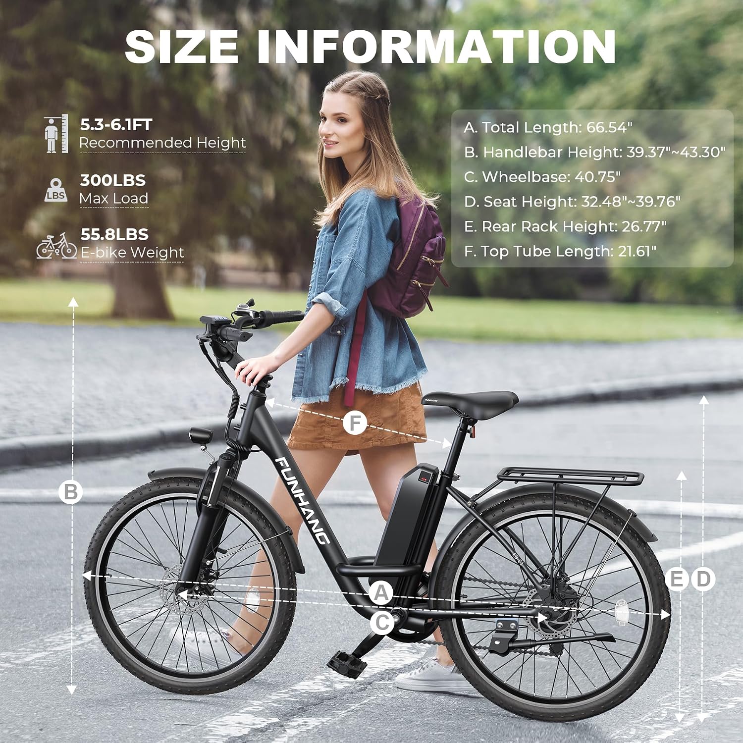 Funhang Electric Bike for Adults, 26' City Cruiser Ebike with 1000W Peak Motor, 20MPH 50 Miles Commuter Adult Electric Bicycles with 48V Battery, Adjustable Stem, 7-Speed, UL 2849 Certified