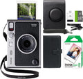 FUJIFILM INSTAX Mini EVO Hybrid Instant Camera Black + Fuji Instax Film 20 Sheet + Custom Case & Album 32GB Micro SD Memory Card Accessory Bundle