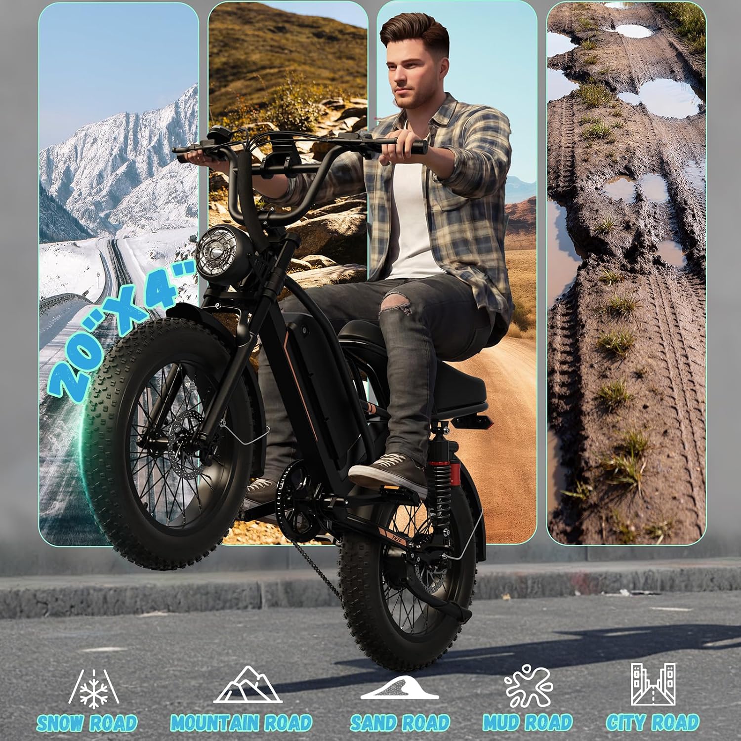 Jasion 3000W Electric Bike for Adults, Bicicleta eléctrica para adultos,Electric Dirt Bike, e Bikes for Adults Electric, Electric Dirt Bike for Adults, Adult Electric Bicycles, Moped Style ebike