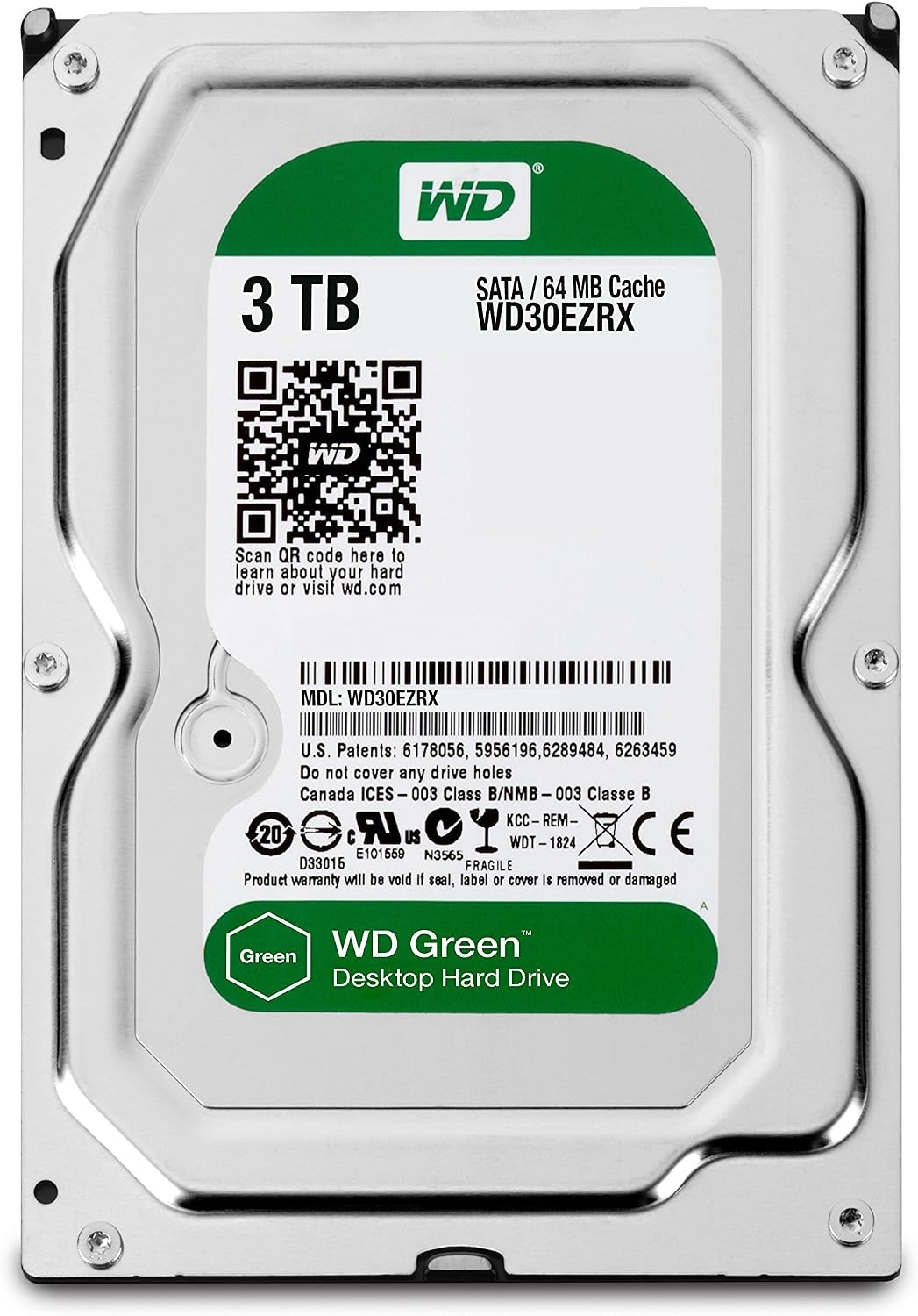 Western Digital Caviar Green 3 TB SATA III 64 MB Cache Bare/OEM Desktop Hard Drive - WD30EZRX (Renewed)