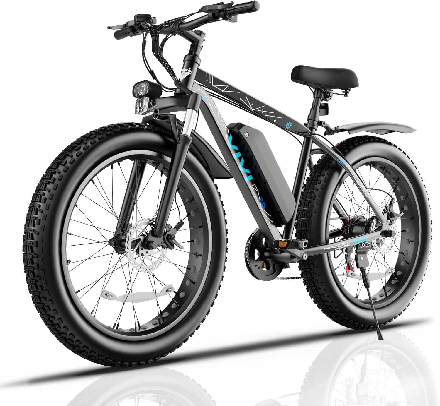 Vivi F26FUL Electric Bike Peak 1000W 26' x 4.0 Fat Tire Electric Bike with 48V 13Ah Removable Battery, 7Speed, Top 26Mph, Cruise Control, Up to 60 Miles, SGS Certified to UL2849