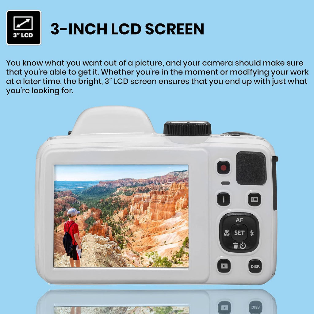 Kodak PIXPRO AZ405 Digital Camera (White), 16GB Memory Card, Camera Case, Accessories - Ultimate Bundle