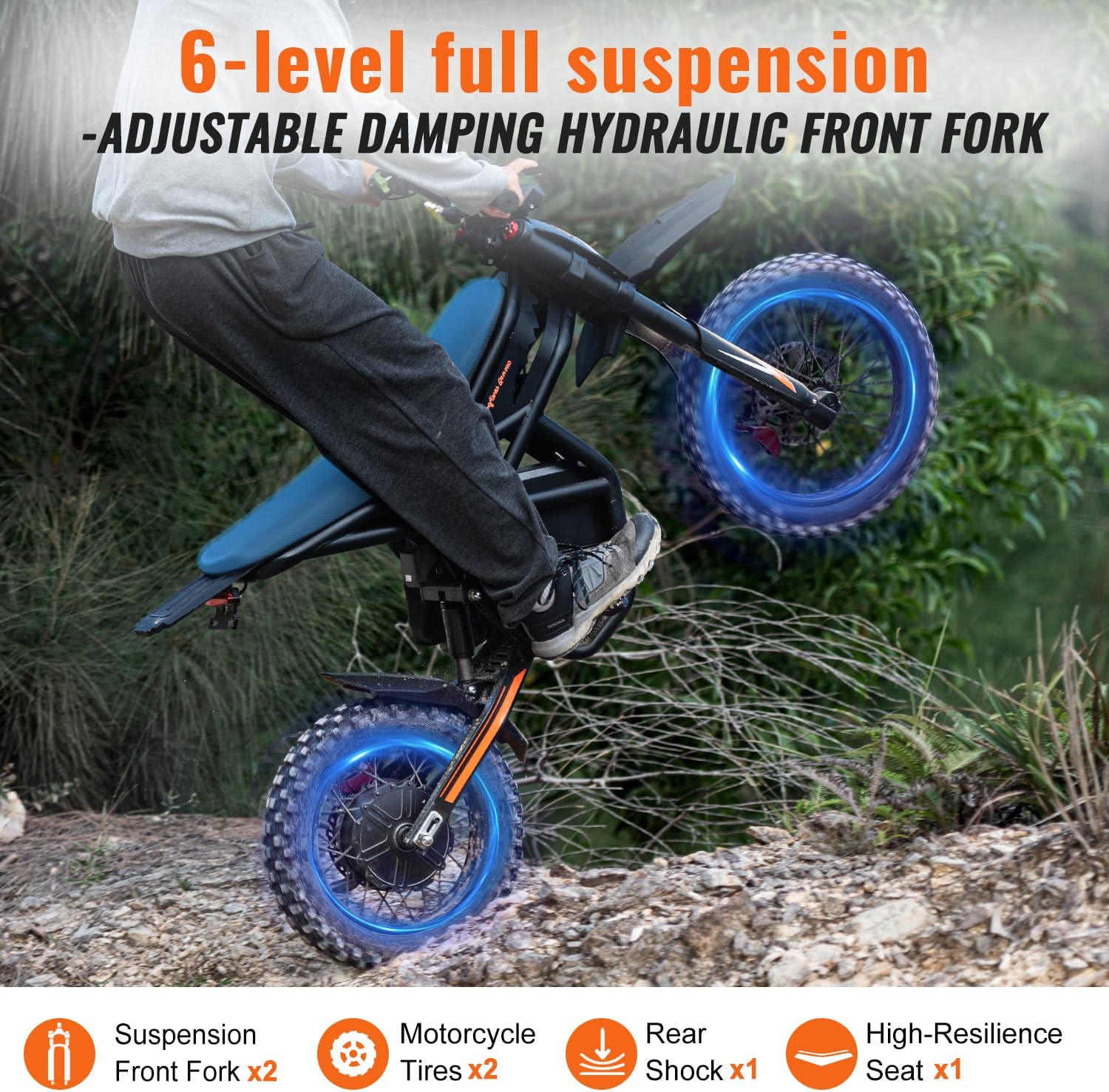 GT54 PRO /GT54 Electric Dirt Bike for Teens, 60V 25AH 40MPH // 48V 27AH 37MPH Ebike with 14'/12' Motorcycle Tire, 3000W/2000W Dual Hydraulic Brakes Mountain Off-Road Dirtbike for Ages 13+