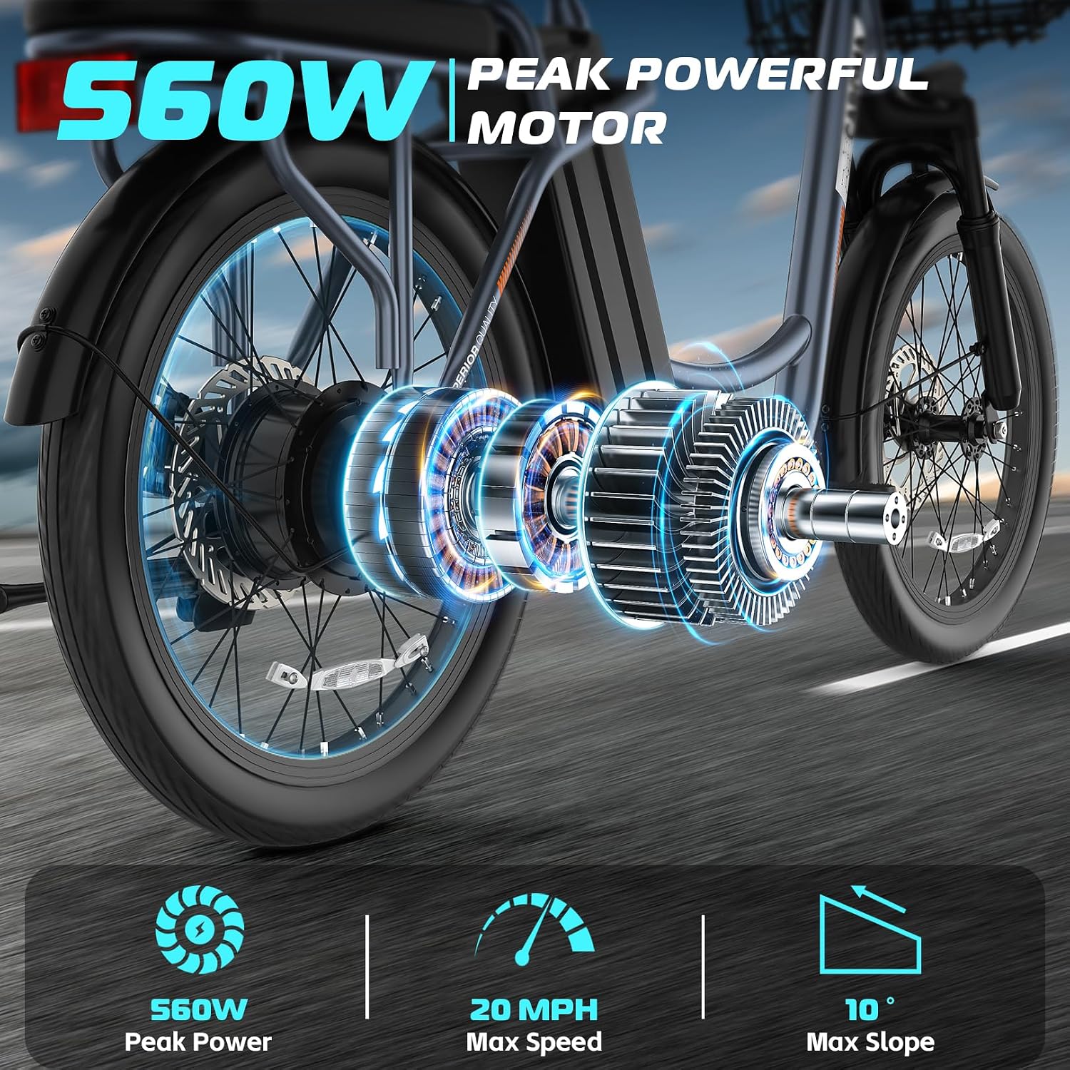 Caroma Peak 500W/800W/1200W Electric Scooter with Seat, 20' Fat Tire Electric Bike with 48V Removable Battery, Up to 30Miles & 20MPH, Adult Scooter for Commuting with Basket&Adjustable Seat
