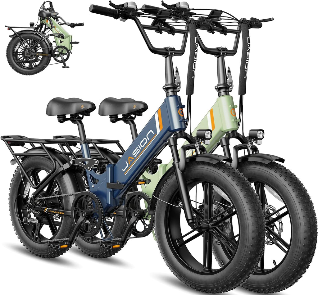Jasion X-Hunter ST Foldable Electric Bike, 20' Fat Tire, 71Miles & 30+MPH Ebike, 1400W Peak Motor, 624WH Removable Battery, Full Suspension E-Bike for Adult, Step-Thru & Hydraulic Disc Brakes Bicycles