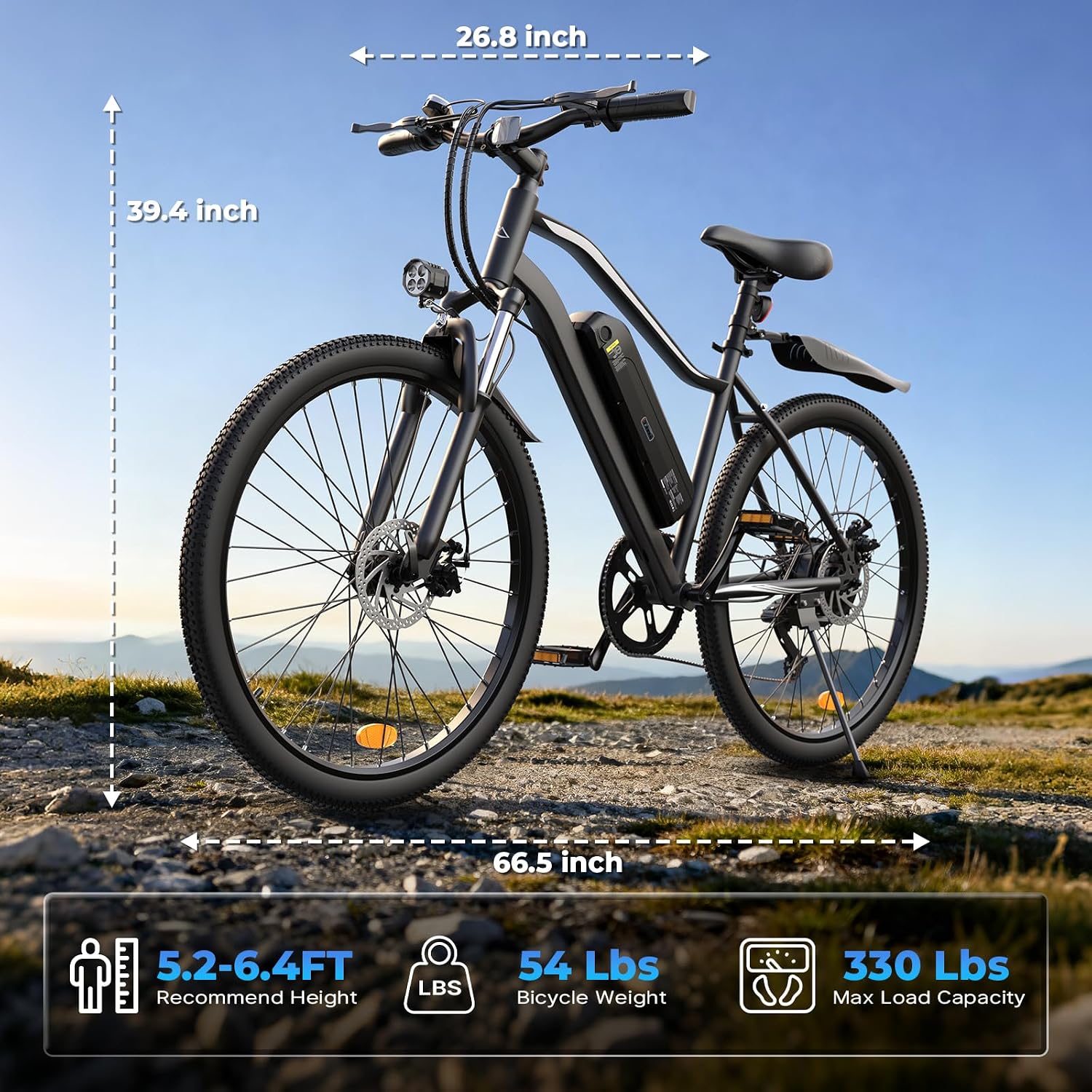 Electric Bike - 750W/1000W/1500W Motor Electric Bicycle, 20MPH, 55/70/80 Miles, Removable Battery, Shock Absorber, 5 Speed E Bike, 26' Tire Commuter Electric Bicycle for Adults