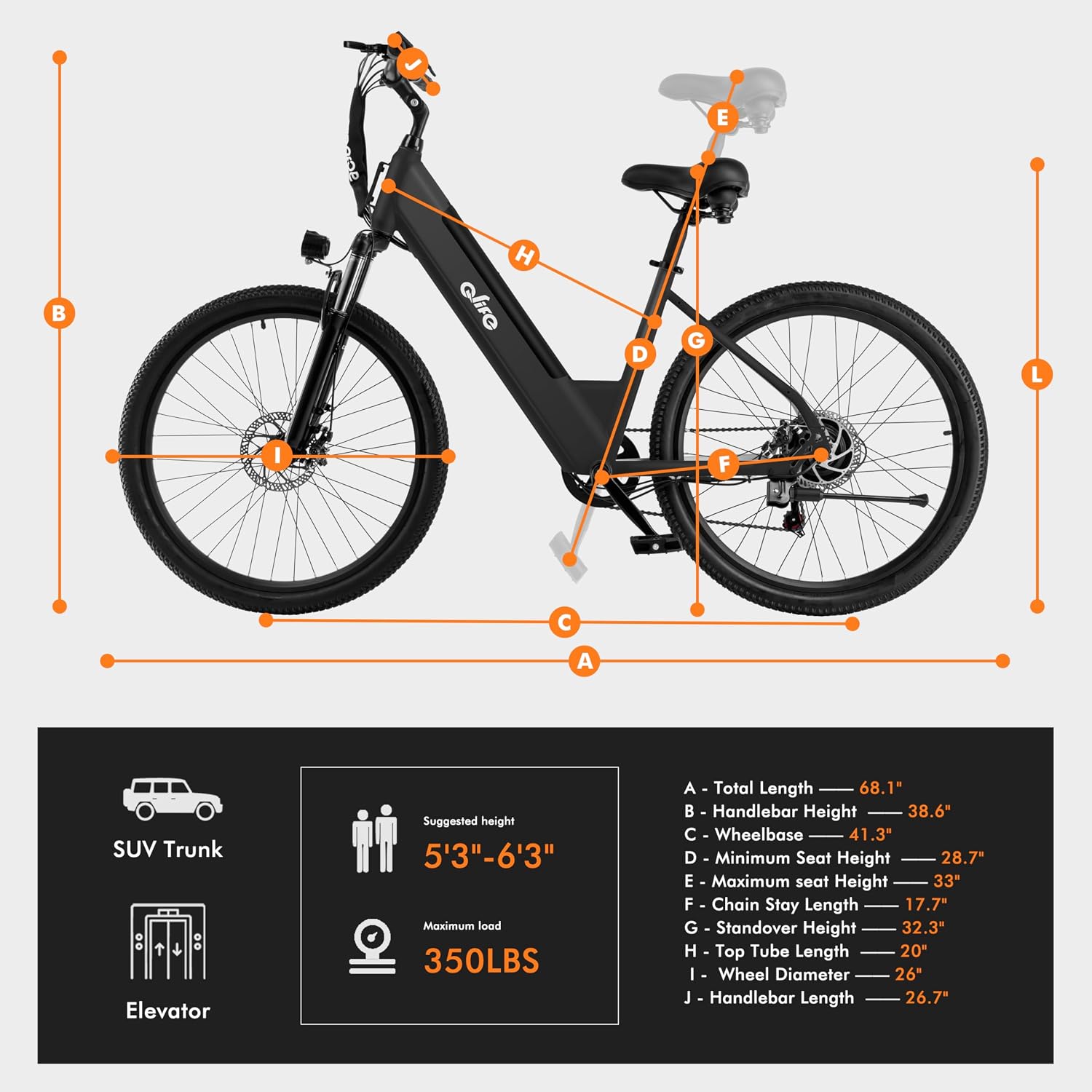 Qlife Cityone Electric Bike for Adults & Teens, Step-Through Commuter Ebike, 1000W Peak Motor, 55-Mile Range, 48V Removable Battery, 26-Inch City Tires, 7-Speed, Up to 25 MPH