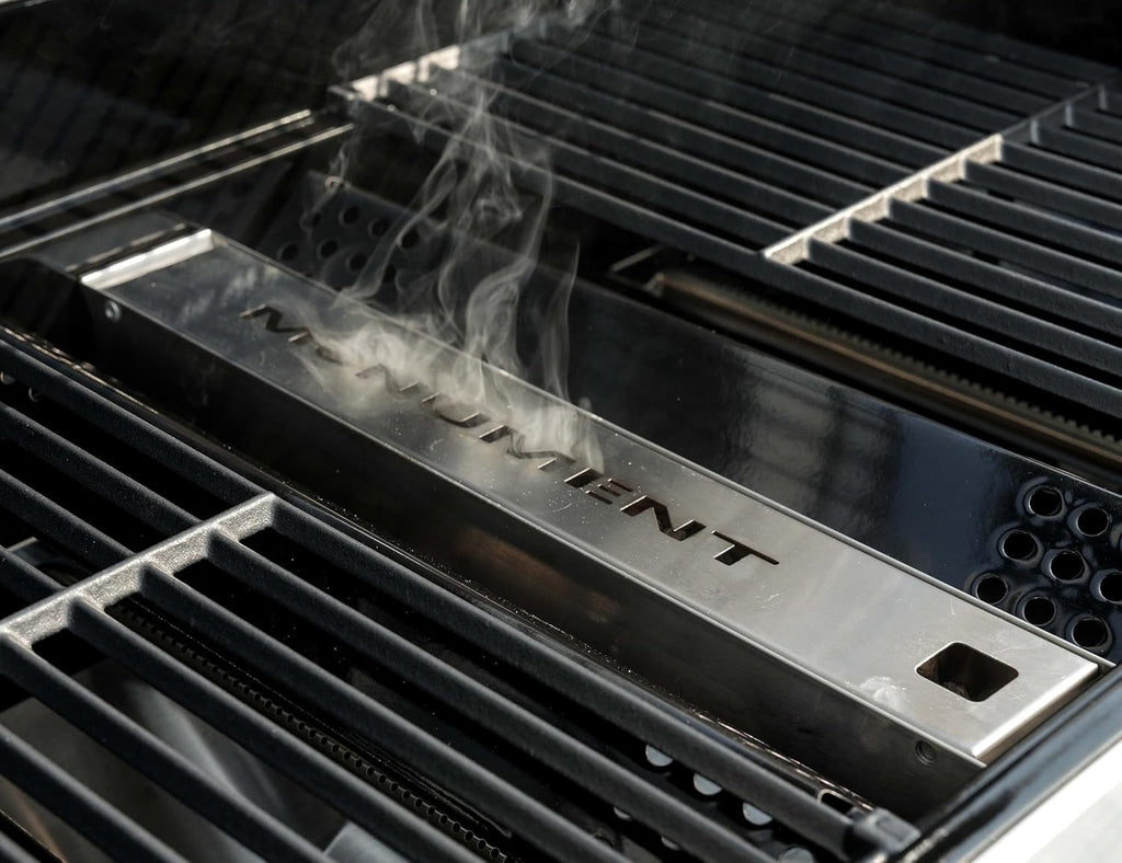 Monument Grills Larger 4-Burner Propane Gas Grills Stainless Steel Cabinet Style with Infrared Side Sear Burners & Side Burners with Smoke Box(2 items)