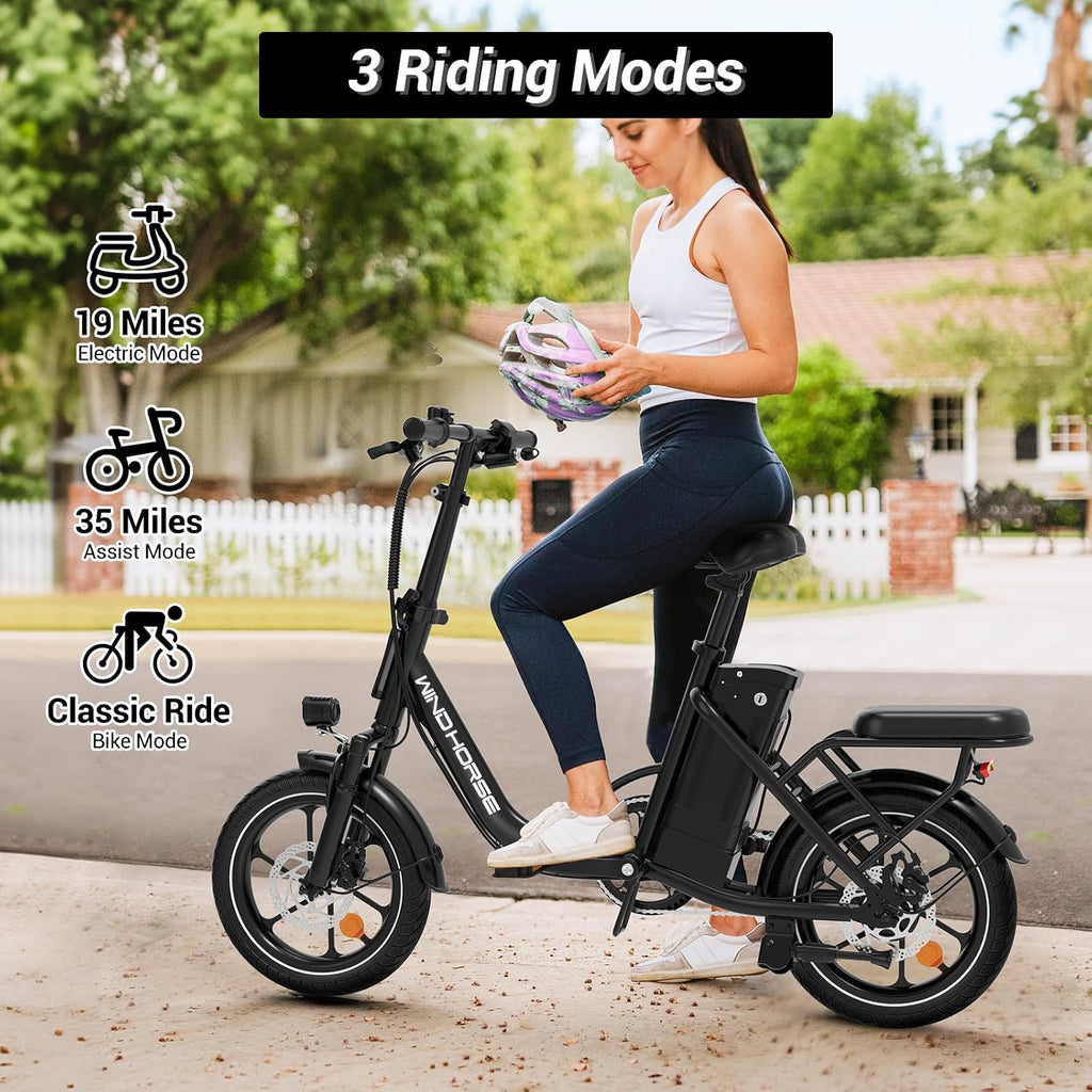 RIDWIND 16' Folding Electric Bike Adults, Peak 630W Adult Electric Bicycles, Up to 25 MPH and 35 Miles Foldable Ebikes, Electric Bike for Teens with 36V 8Ah Removable Battery, UL2849 Certificate