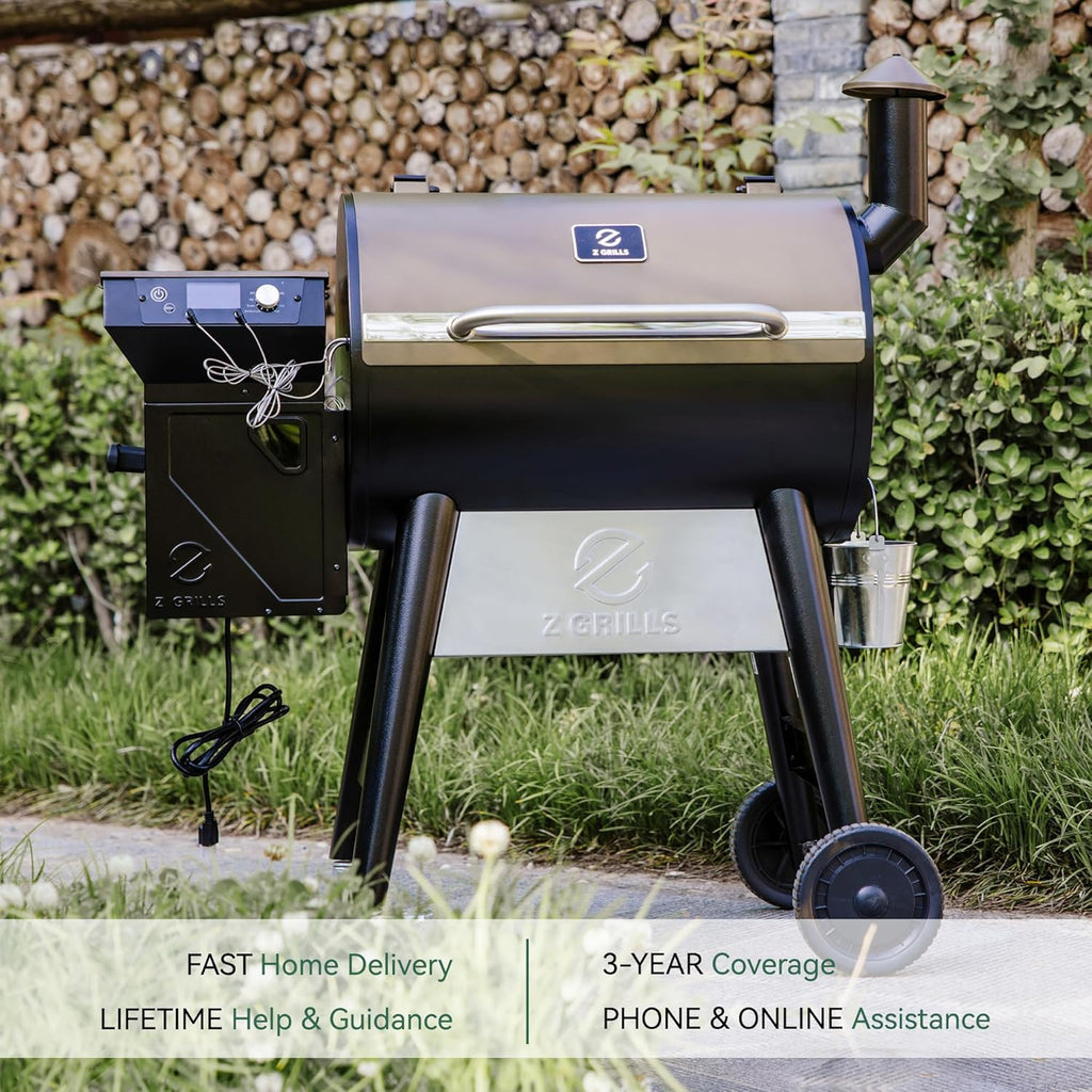 Z GRILLS Wood Pellet Grill Smoker with PID 3.0 Controller, 697 Cooking Area, Meat Probes, Rain Cover for Outdoor BBQ, 7002C