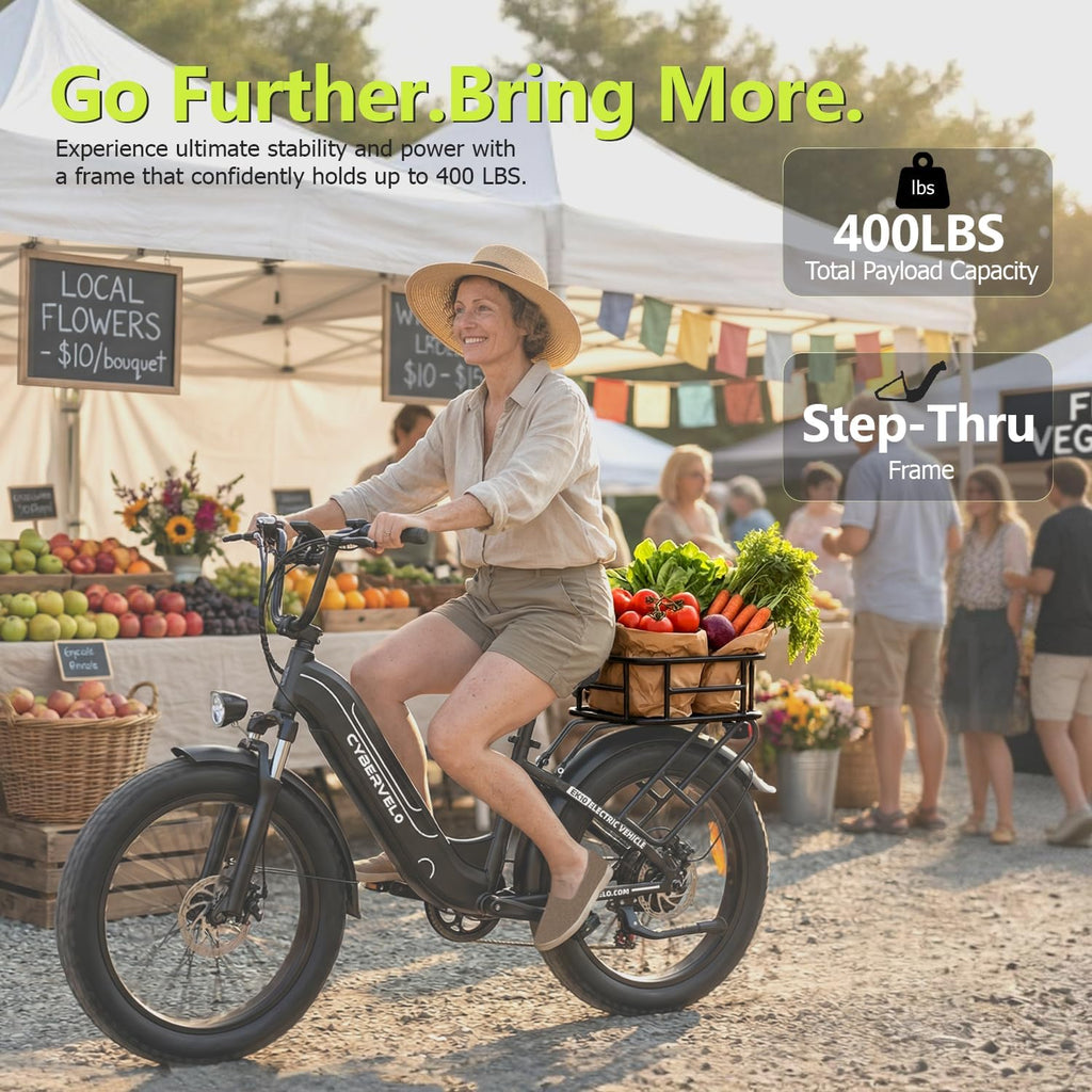 Cybervelo 750W Peak Electric Bike for Adults,up 80 Miles Removable Battery Ebike, 26' Electric E Bike with 7-Speed,Adult Electric Bicycles for Commute Beach Snow Womens/Man All Terrain